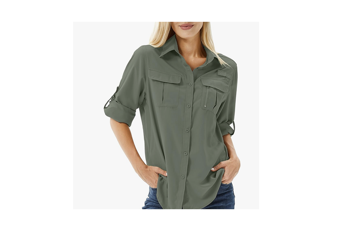 UV Moisture Wicking Safari Shirt - Green