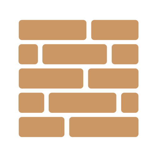 Illustration of a brick wall with brown bricks and black mortar.