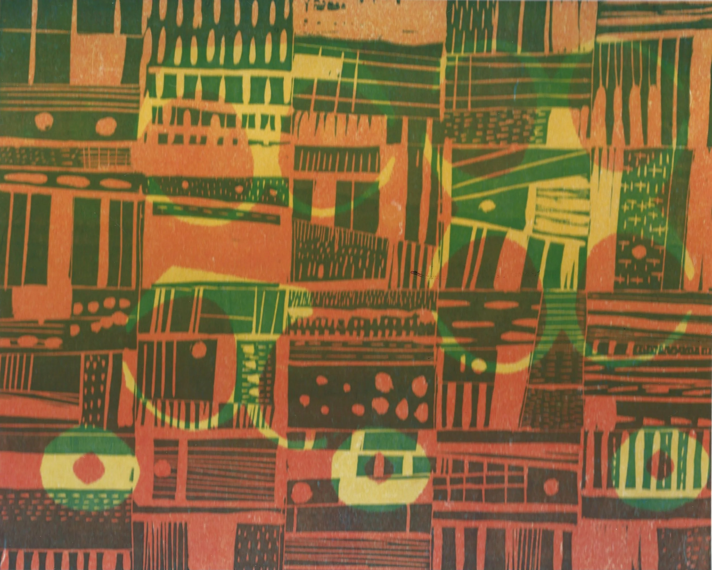 "Search Lights". Print size: 7.75" X 9.75". Paper size: 13.75" X  15.75". Linocut. 2026.