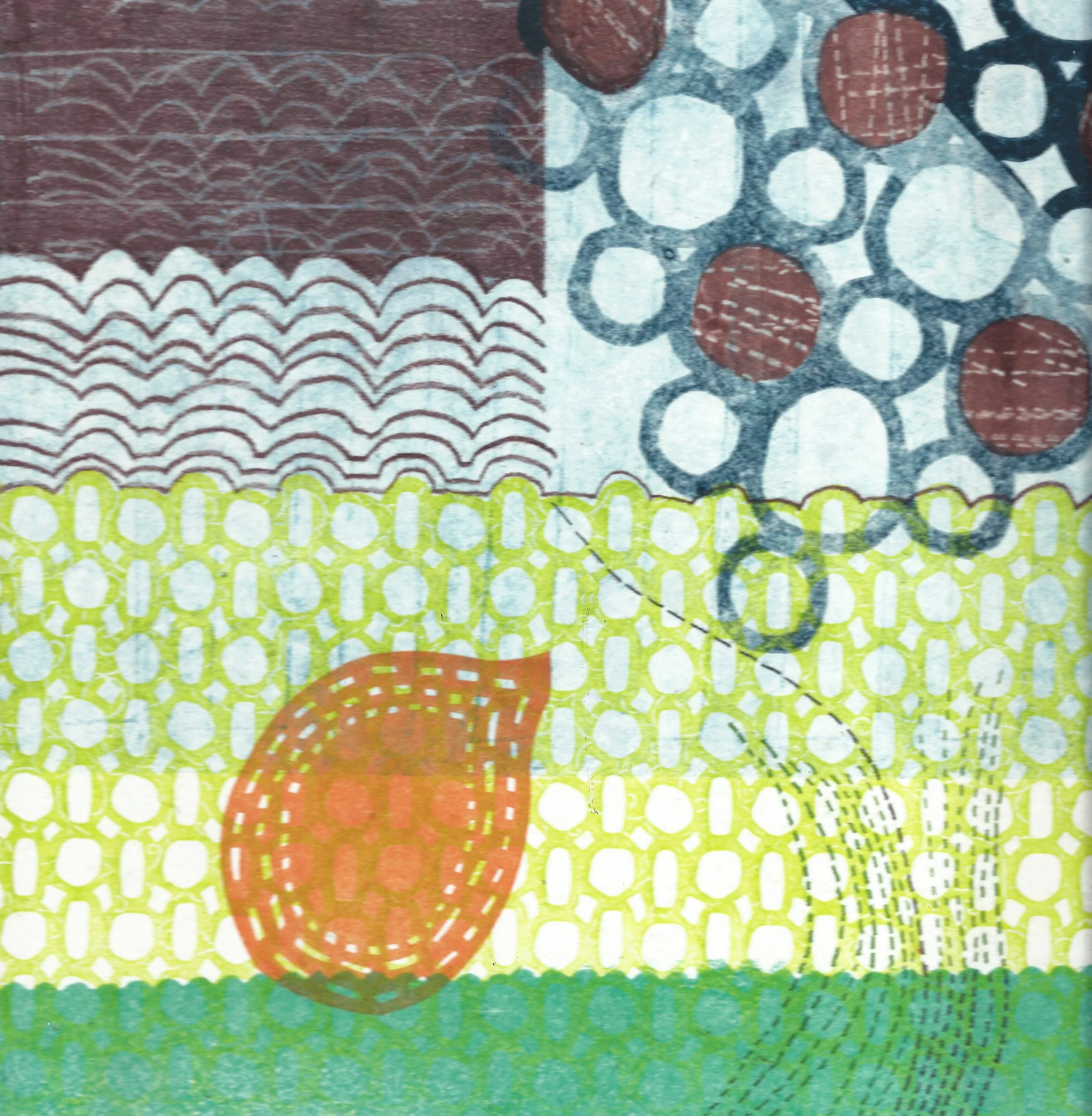 "To Your Pleasure". Print size: 8.625" X 8.5". Monoprint, trace monotype, stencils. 2026. 