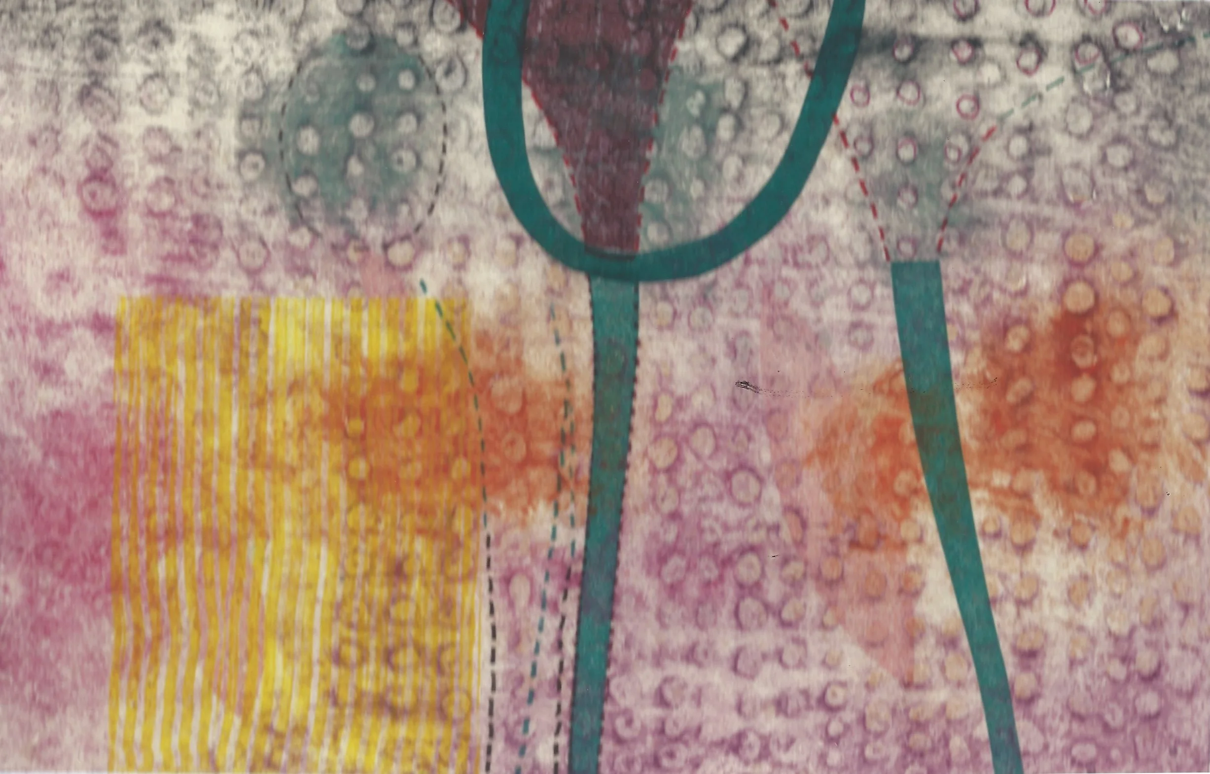 "Reaching For Mars" Print size: 5.25" X 8.25". Collagraph, tracemonotypoe, Monoprint, chine colle. 2026