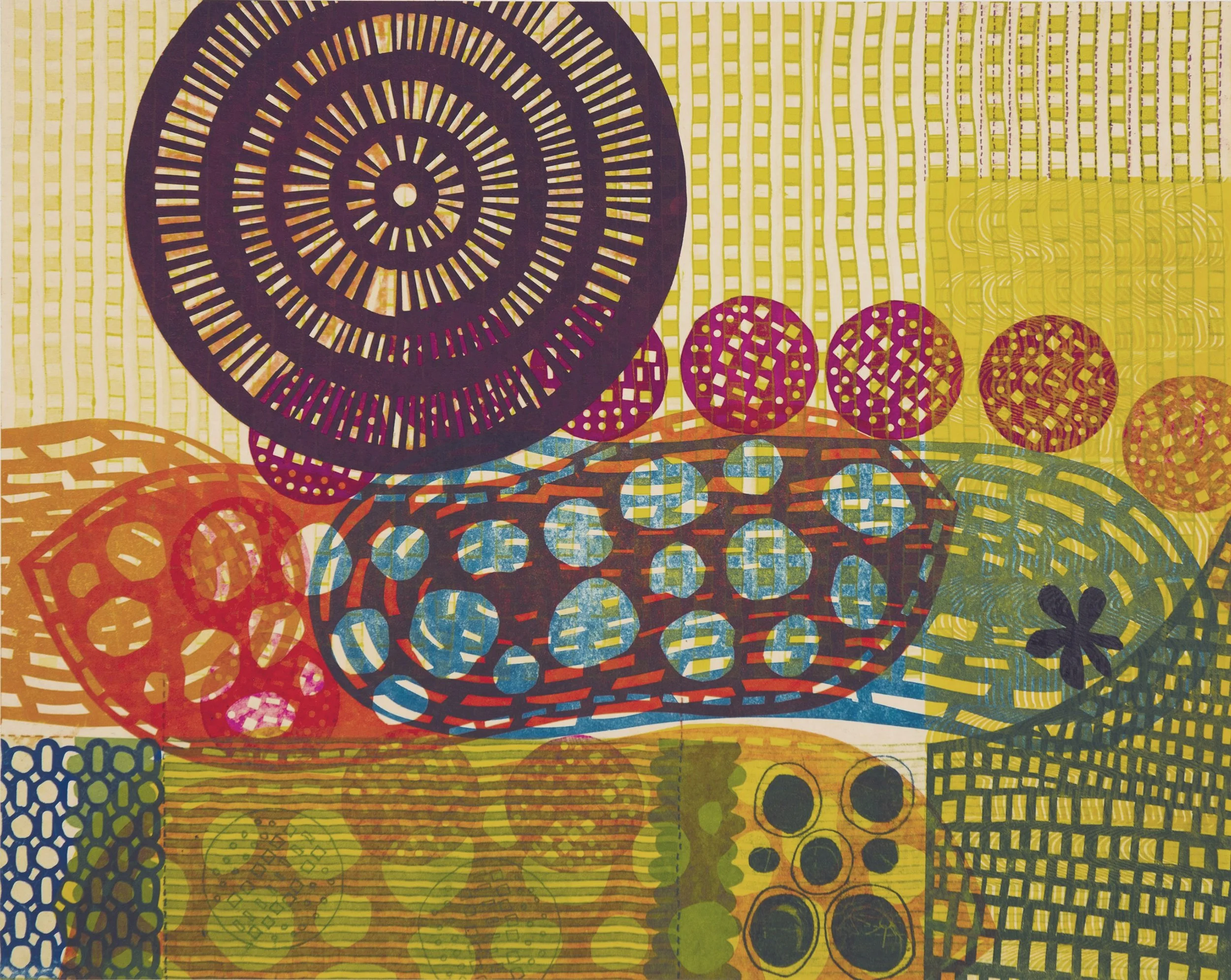 "Seaside Crop". 2024. Monoprint & trace monotype. 16" x 24". 