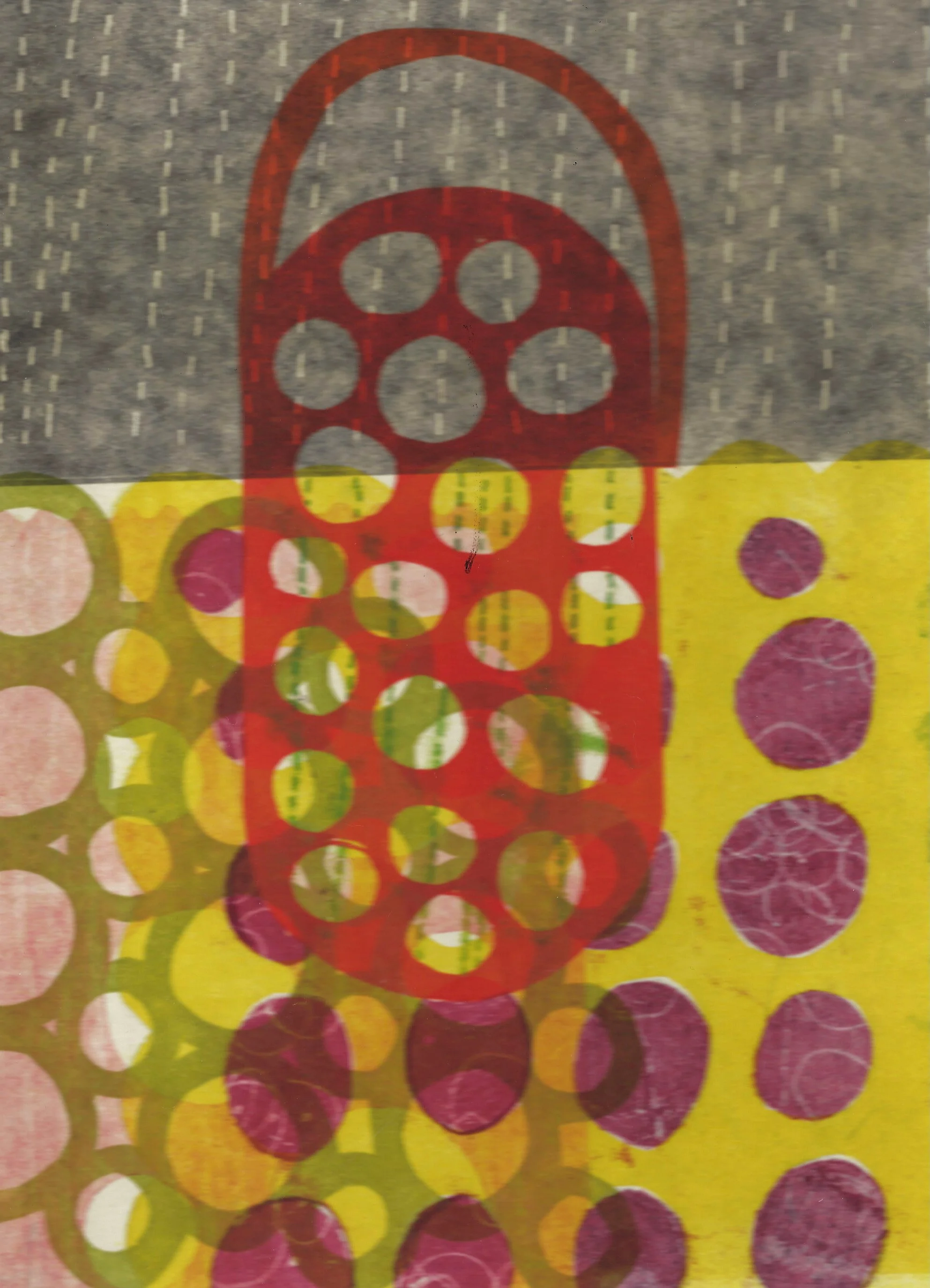 "Blast Off". Print size: 9.25" X 6.75". Monoprint, trace monotype. 2026.