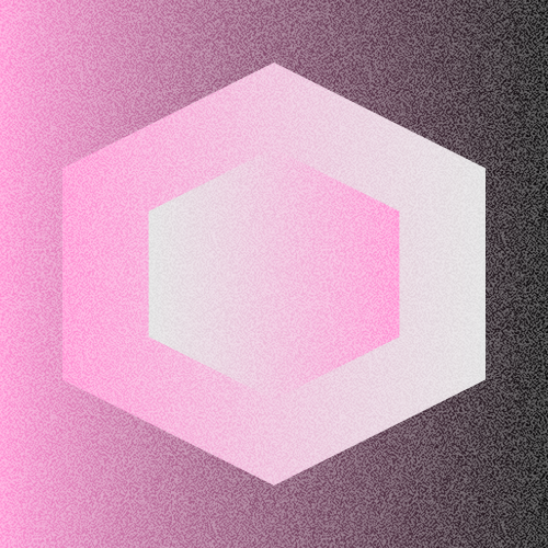 Pink and white hexagon with a gradient background.
