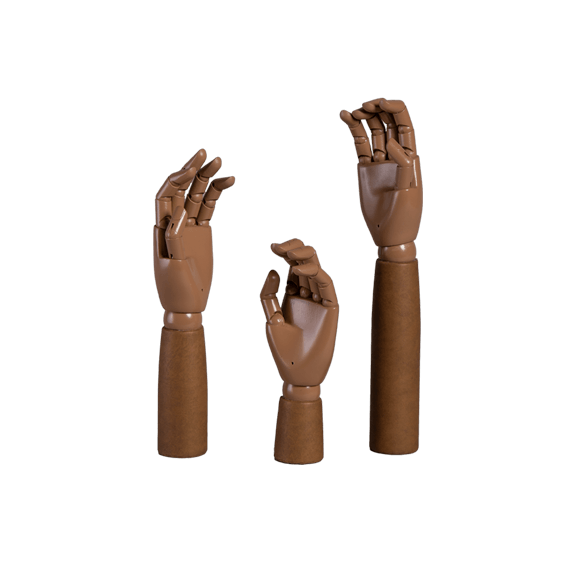 Male Articulated Wooden Hand Suede