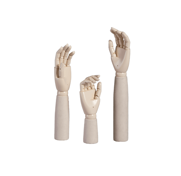 Female Articulated Wooden Hand Suede