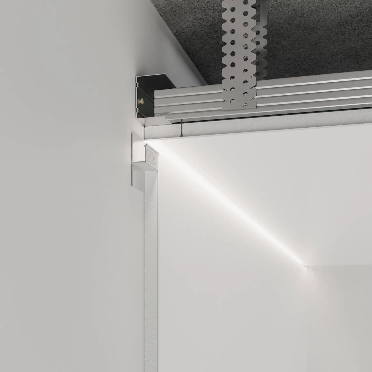 Ceiling & wall shadow gap profile, model P-10 10 mm trim.