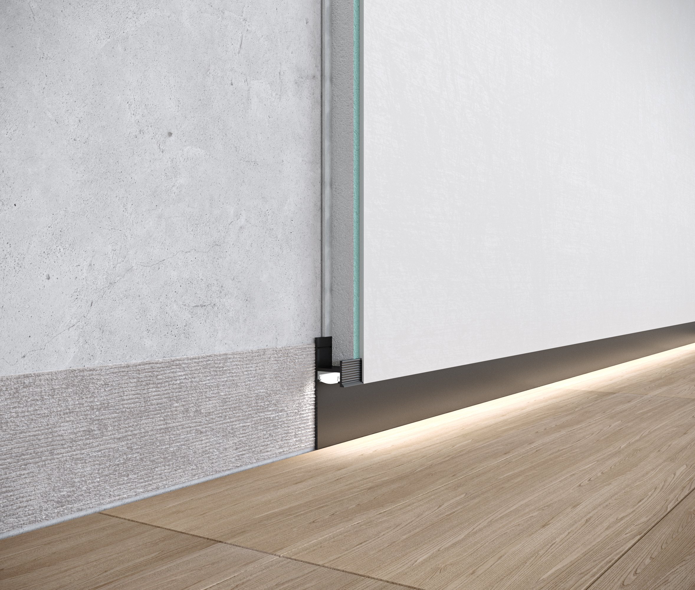 Black 30 mm height led shadow gap trim, model P-130.