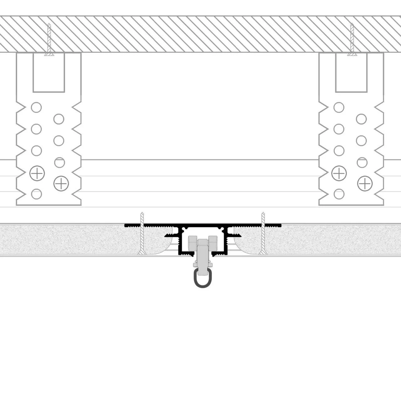Single recessed curtain track.