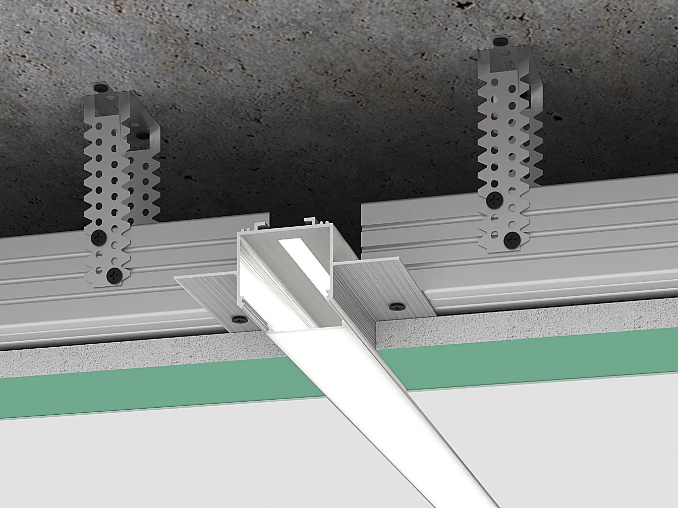Aluminium linear lightning profile for Led, model lp 330, unfinished.