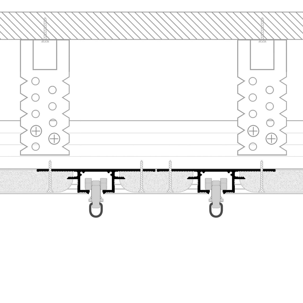 Double track, recessed curtain.