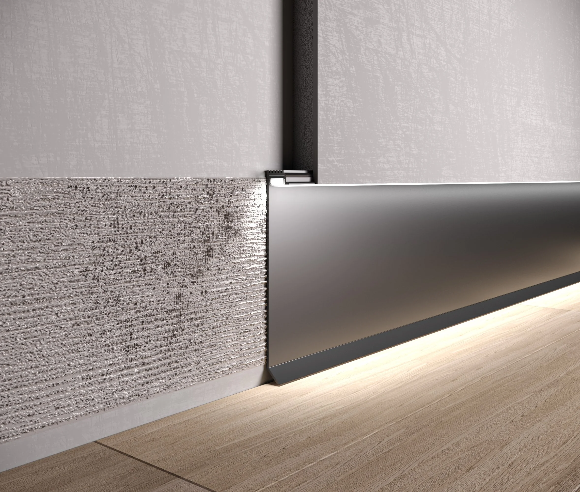100mm height shadow gap led skirting, shadow gap plinth model p-100.