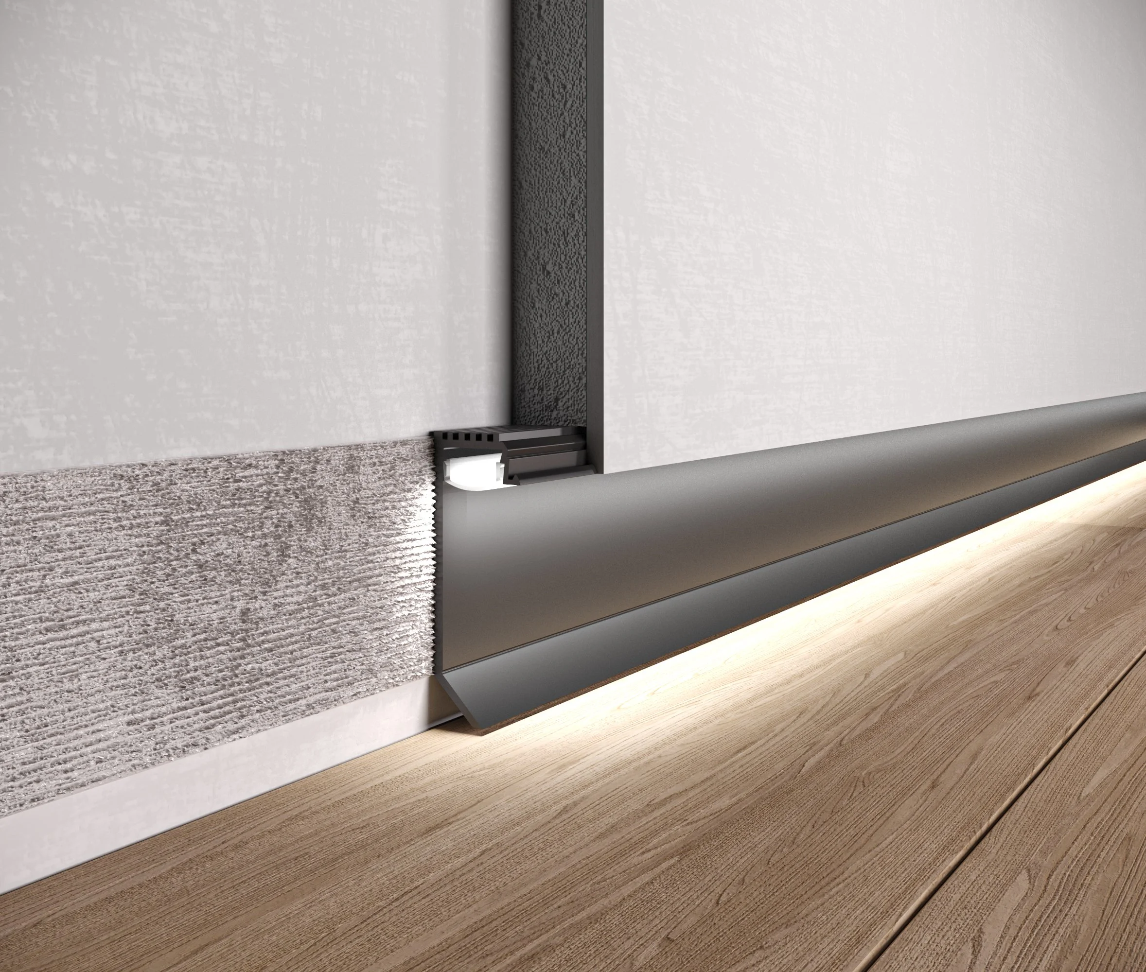 Model P-35 shadow gap skirting board for led.