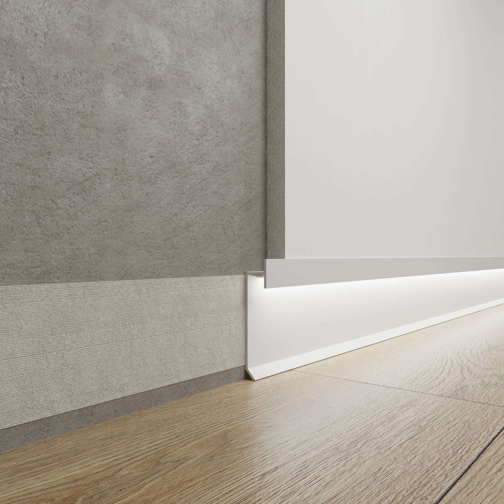 White shadow gap skirting model P-904. led skirting 49,5 mm height.