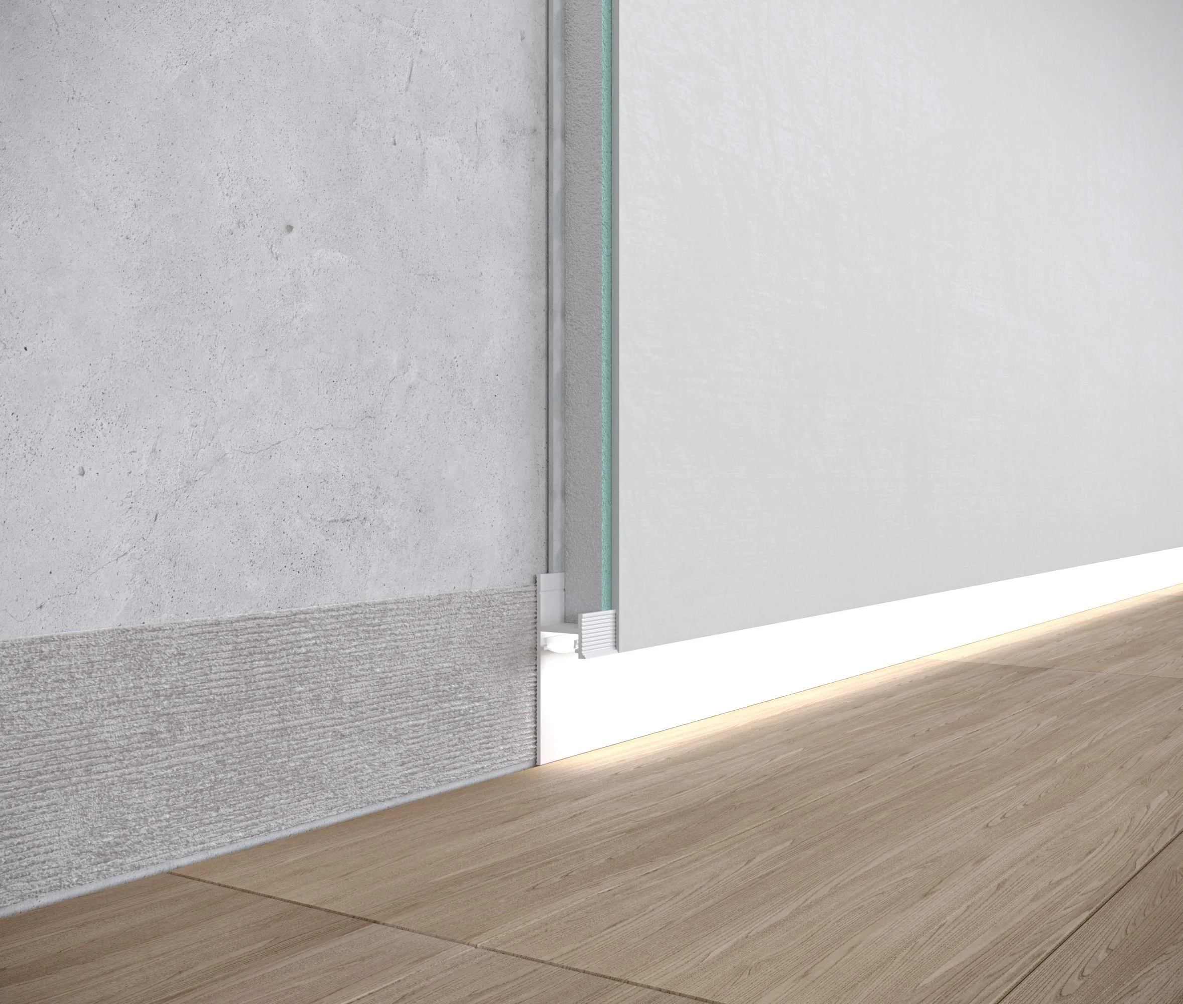 30 mm height led shadow gap profile, skirting board model P-130.