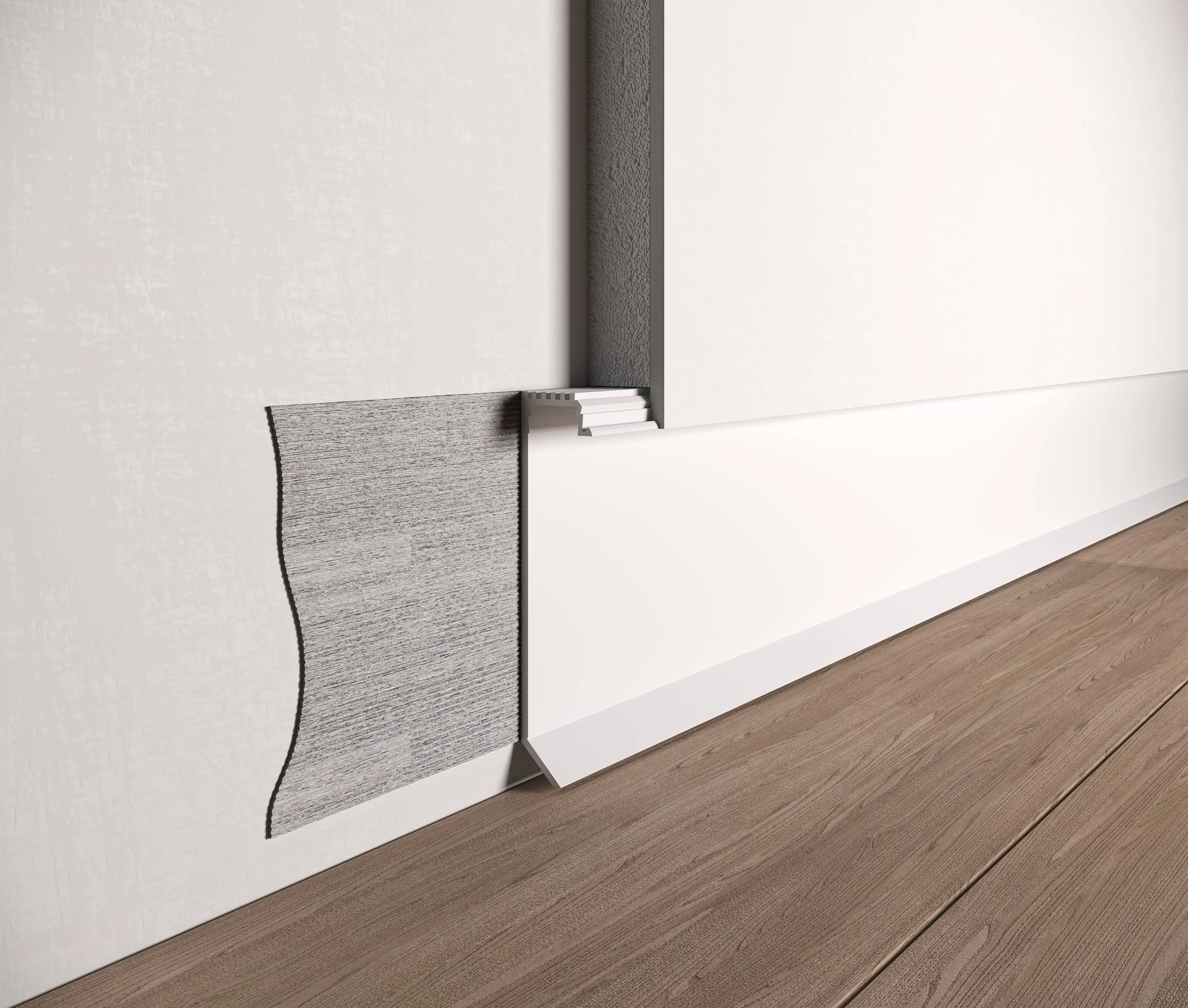 White P-60 60mm shadow gap skirting for led.
