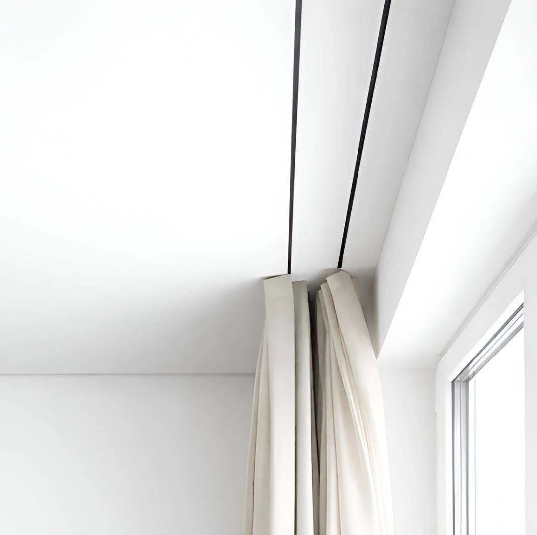 Modern recessed curtain hidden track.