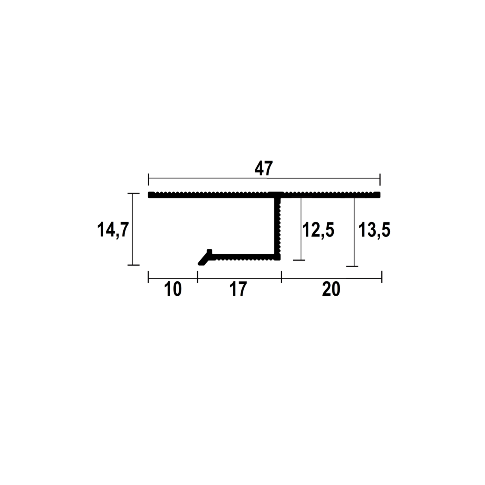 Technical detail for the shadow gap ceiling profile model P-10.