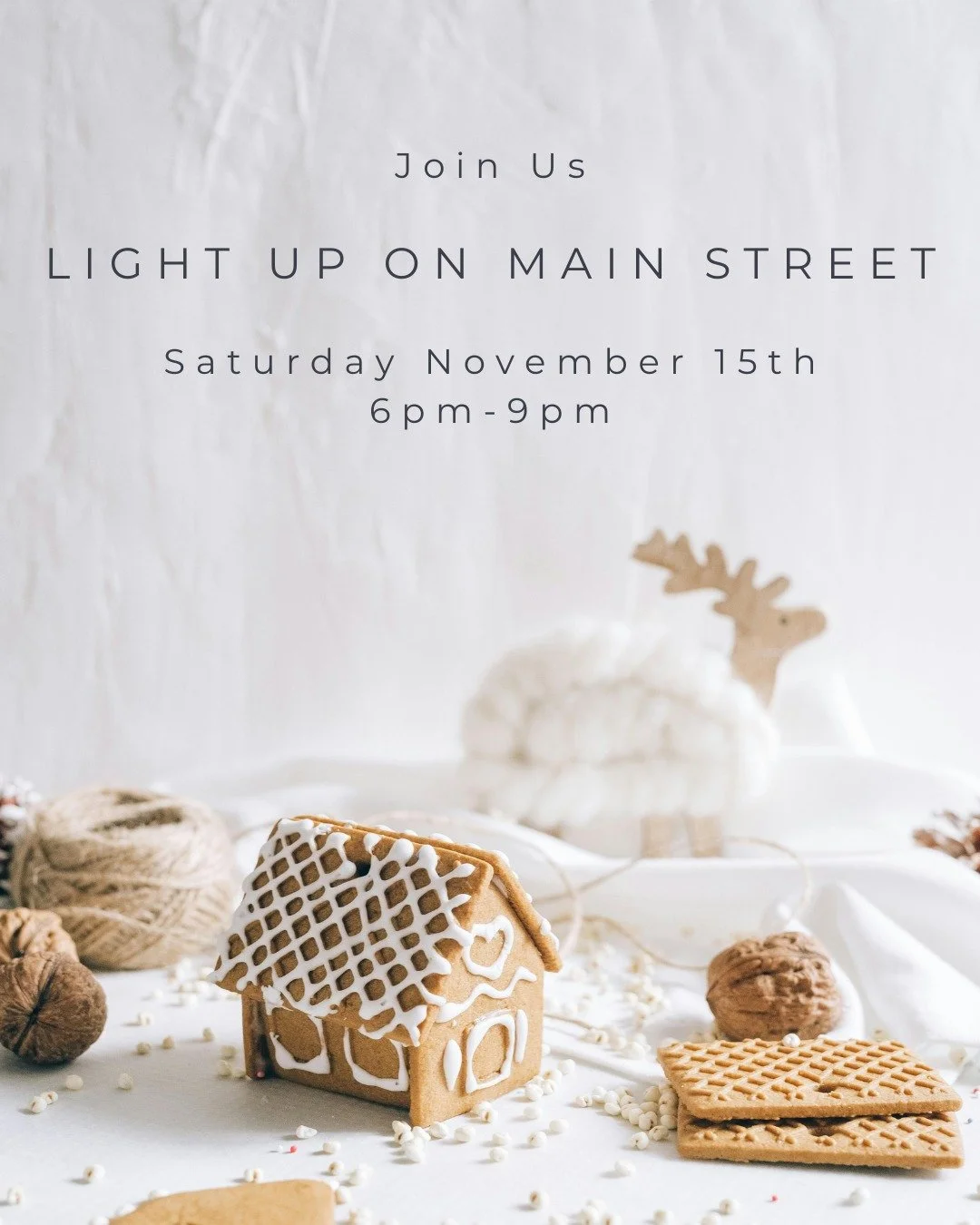 Mark your calendars 
We’ll be part of Light Up on Main Street on Friday, November 15th from 6–9 PM.
Step inside Rise for a cozy, gingerbread-themed evening with cocoa, cookies, and a mini kids yoga experience.
Let’s make this holid