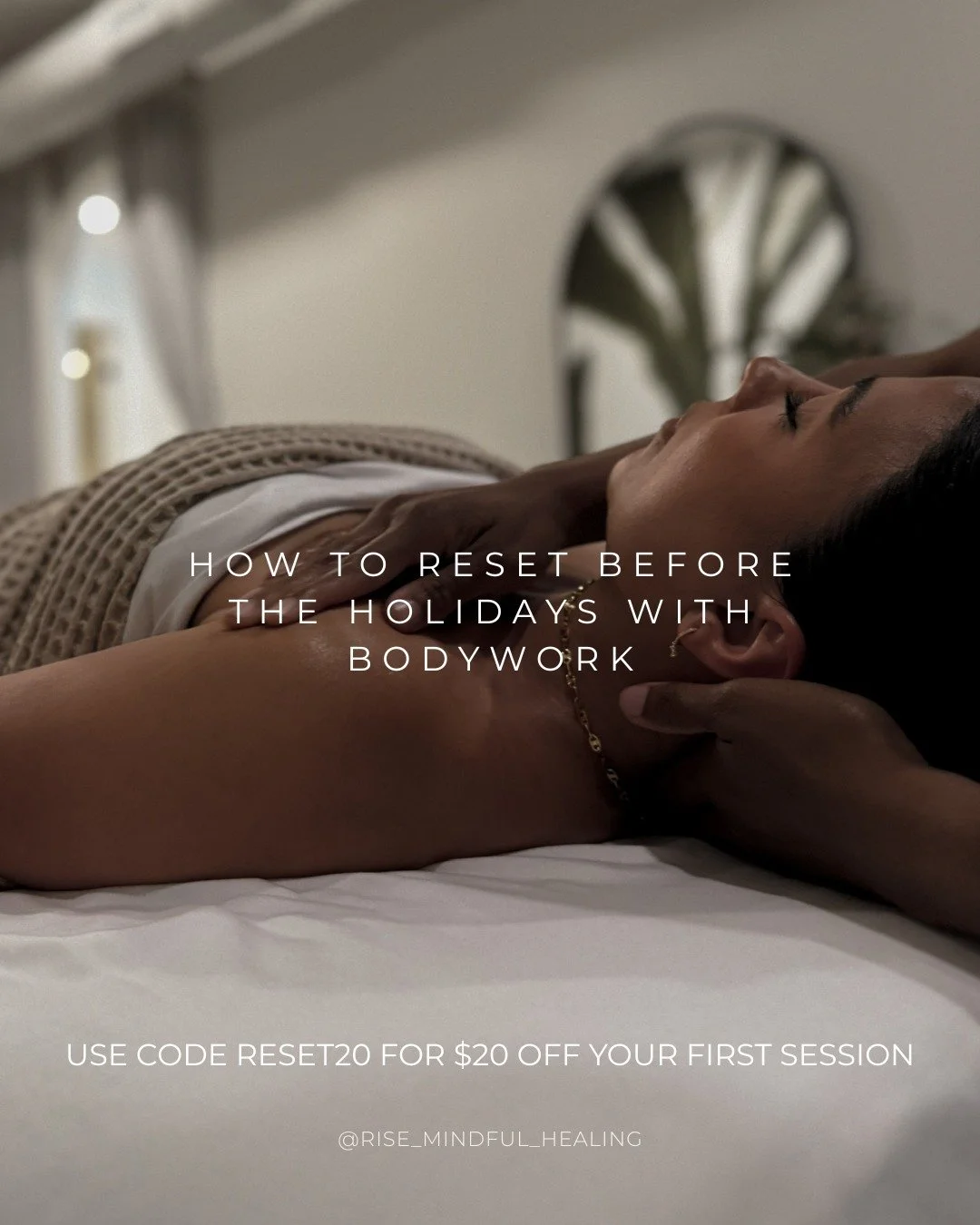 The holidays are meant to be joyful&mdash;but your body might be telling a different story. Long to-do lists, travel, and emotional stress can take a toll on your nervous system, leaving you tense, tired, and disconnected.

Bodywork at Rise helps you