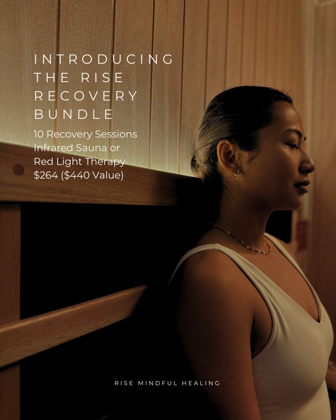 What if feeling your best wasn't something you waited for?

The Rise Recovery Bundle was created to make it easier to build recovery into your routine and prioritize the things that support your health, well-being, and goals.

Enjoy 10 sessions in ou
