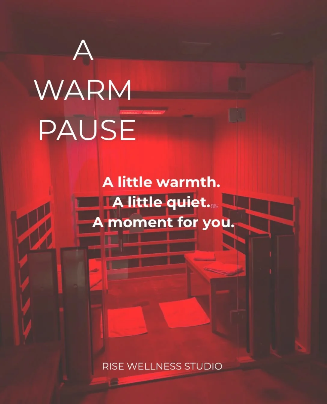 Step away from the busy pace of your day and settle into the warmth of the sauna at Rise. Whether you&rsquo;re looking to unwind after a long day or enjoy a little muscle relief after movement, let this be your reminder to slow down, unplug, and make