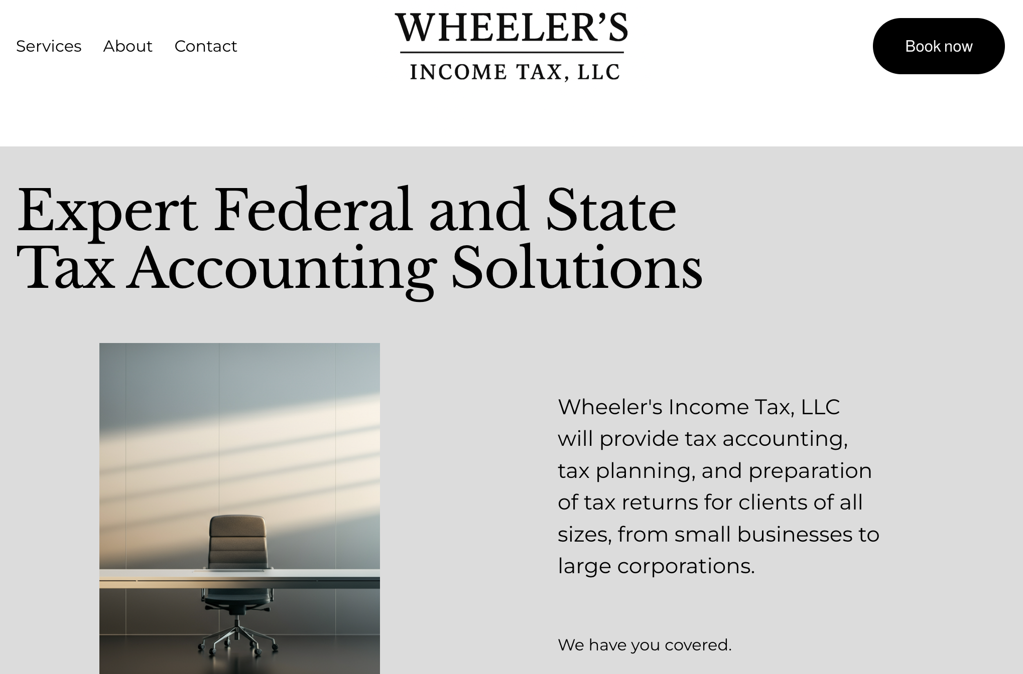 Screenshot of Home Page for Wheeler's Income Tax LLC
