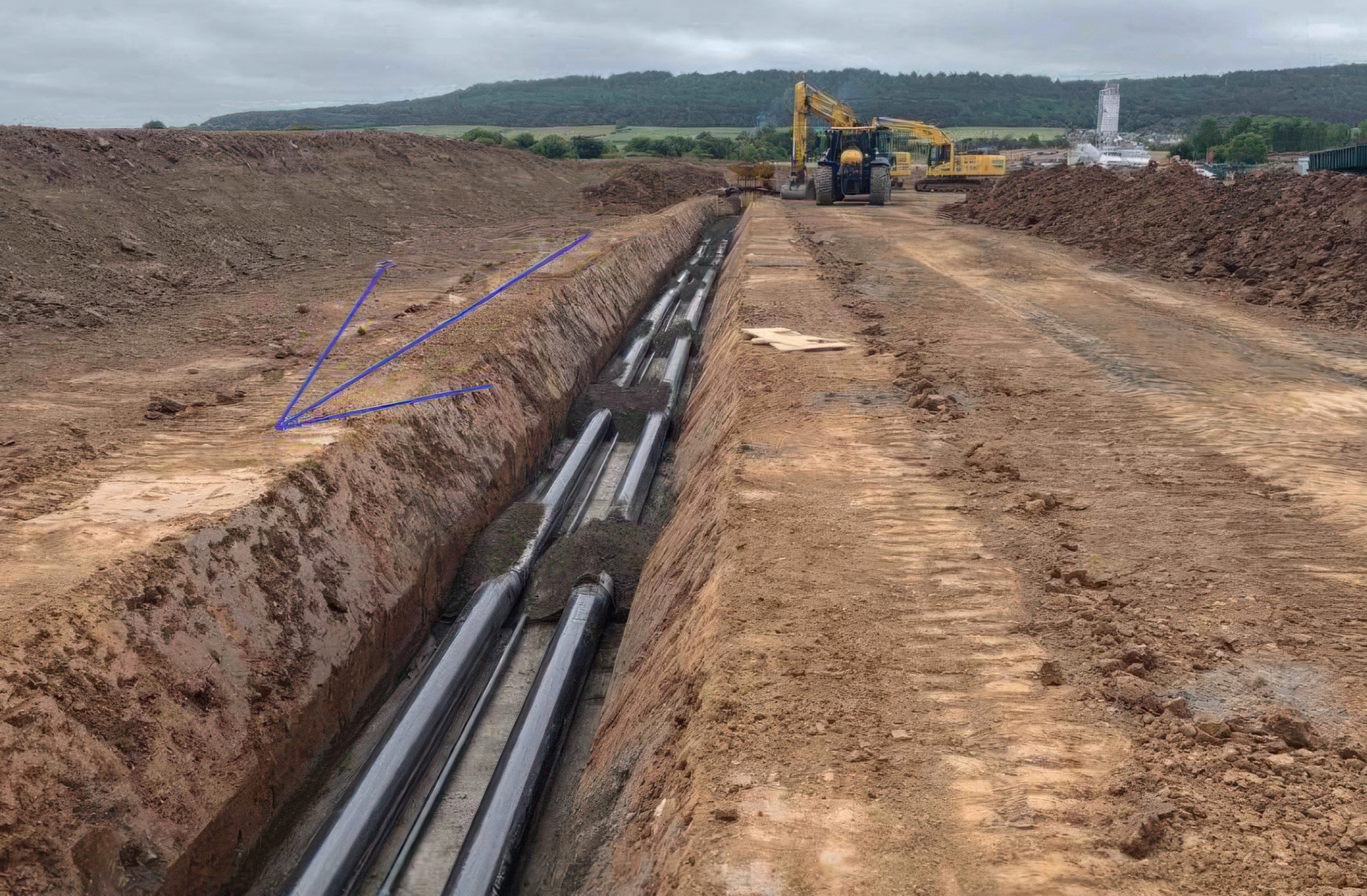 Cable trenching. Corridors aprox 100m wide from Frinton through Tendring to Little Bromly. (from North Falls project)