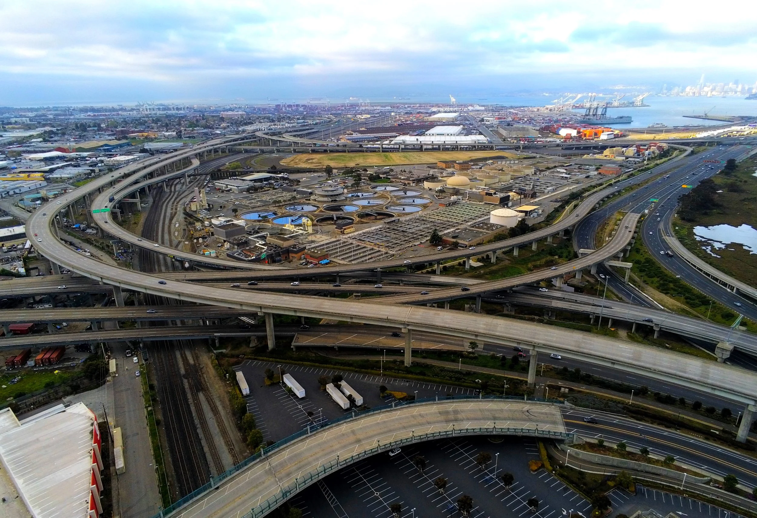 Monday, March 23, 2023 8:15 AM, commute rush hour, at an empty  Highway 580/880 MacArthur Maze, a week after Alameda County Health officer issued the Shelter in Place order due to Covid 19 pandemic. Oakland, Ca.