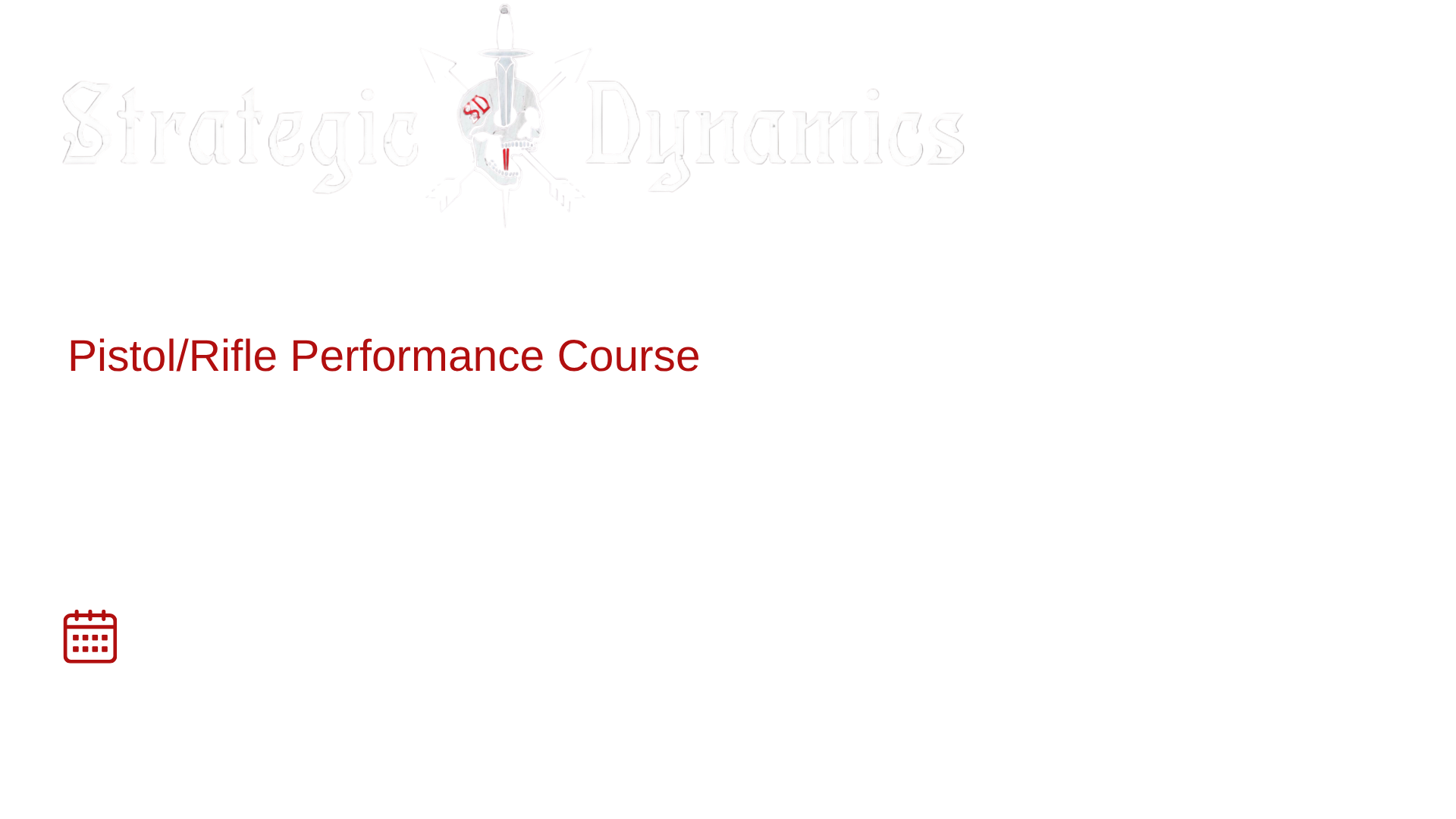 Advertisement for a pistol and rifle performance training course called Strategic Dynamics Gunfighter II, scheduled for October 10-11, 2026 in Atlanta, Georgia. The ad features a skull graphic with a sword, arrows, and the text in various fonts.