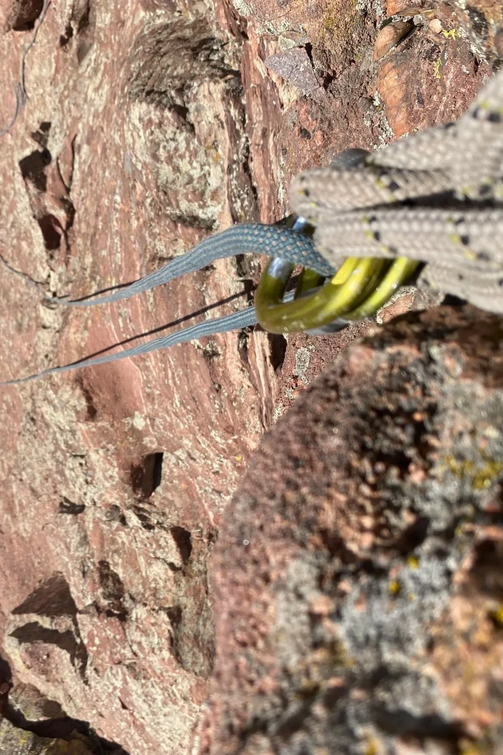 Locking carabiners at a top rope anchor