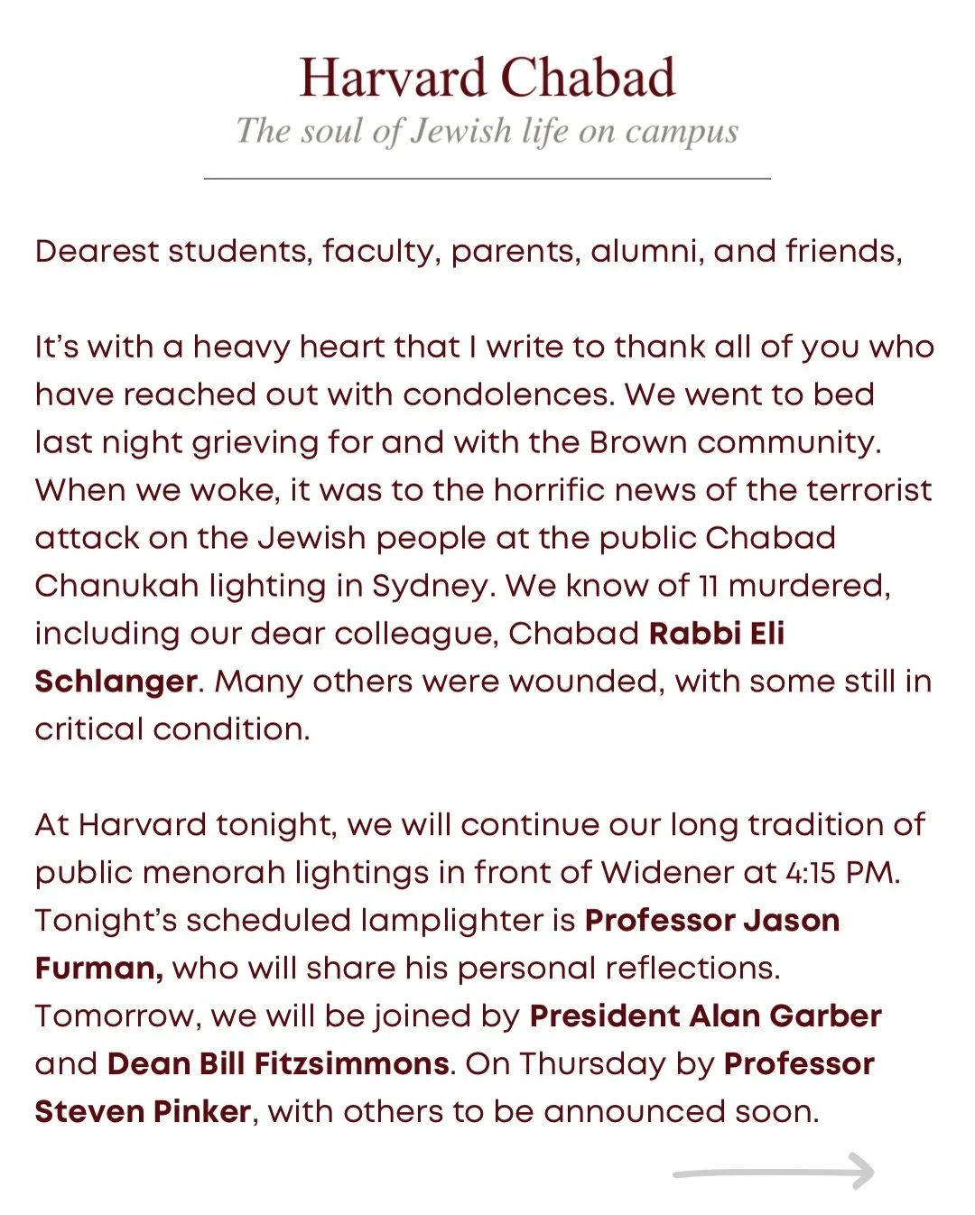 Another horrific attack on the Jewish people - we will come together with love and to bring light.