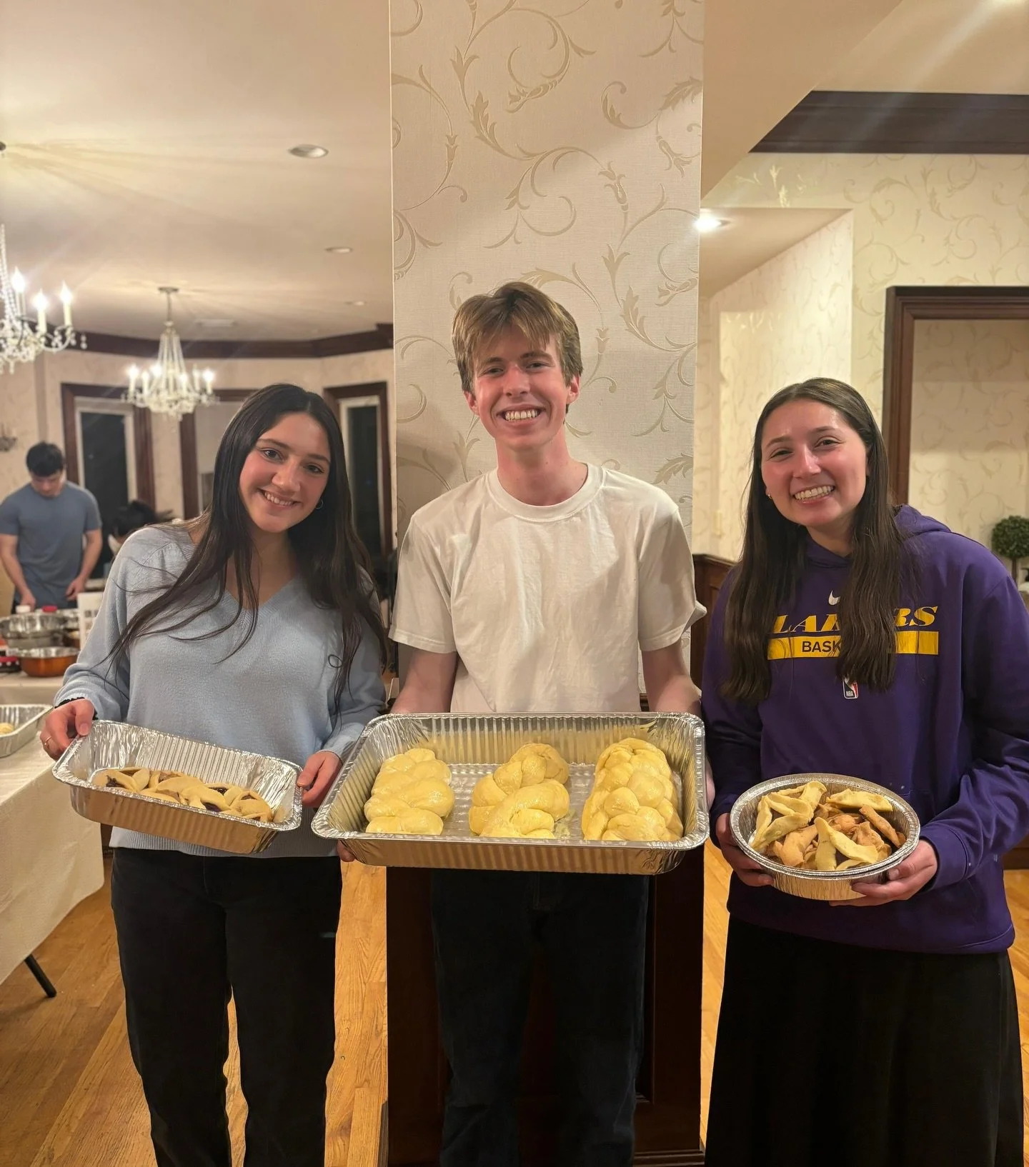 Purim is a holiday centered around joy, generosity, and community. Two of its core mitzvot are Matanot La&rsquo;Evyonim (giving to those in need) and Mishloach Manot (sending food packages to friends). Students gathered at Chabad to bake Purim #Hamen