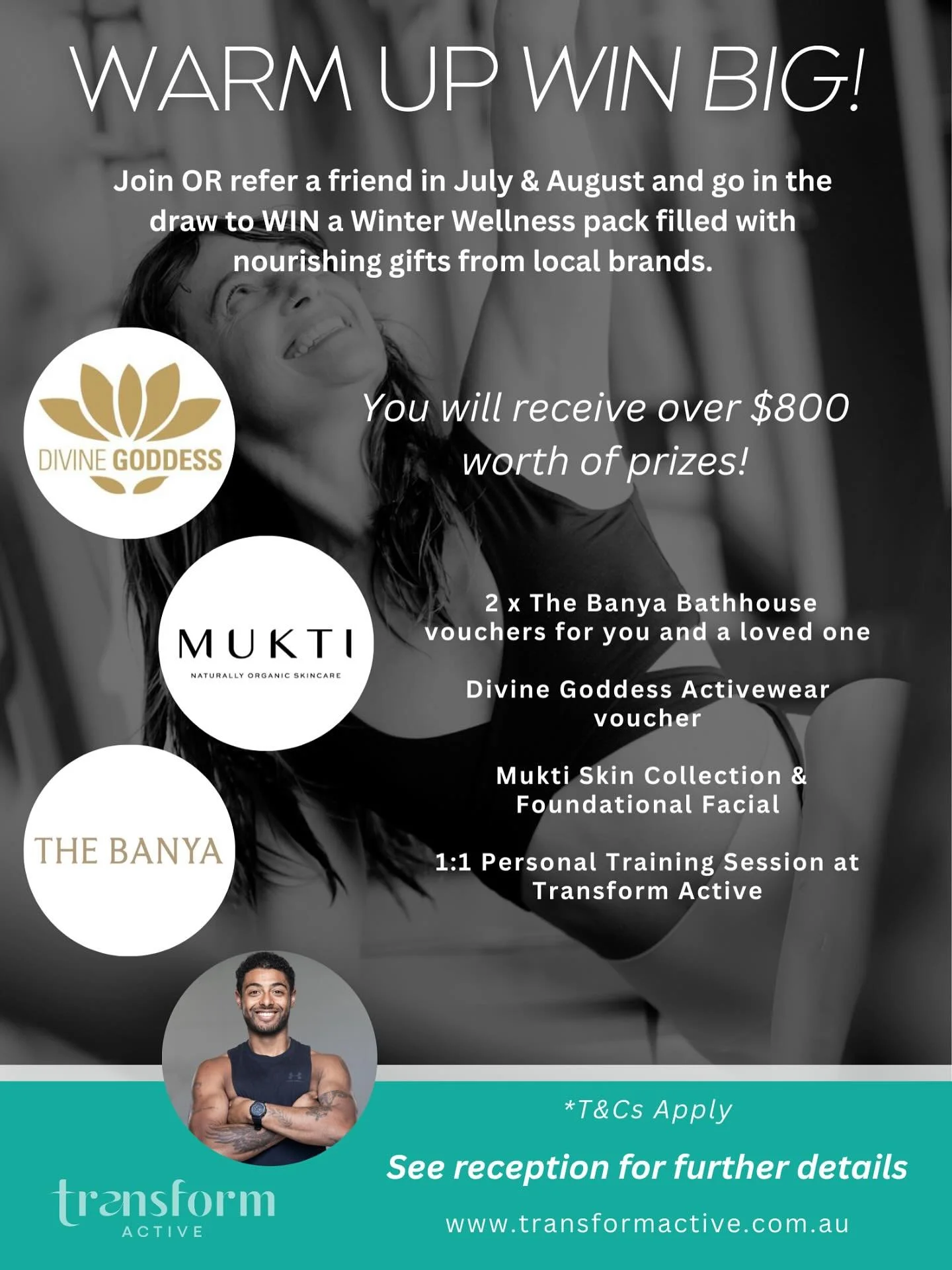 🔥 WARM UP &amp; WIN BIG! 🔥

Sign-up or refer a friend who joins in July or August and you&rsquo;ll go in the draw to win a Winter Wellness Pack valued at over $800! 💪✨

Think spa, skincare, activewear &amp; a PT session - yes please! 🙌

Grateful 