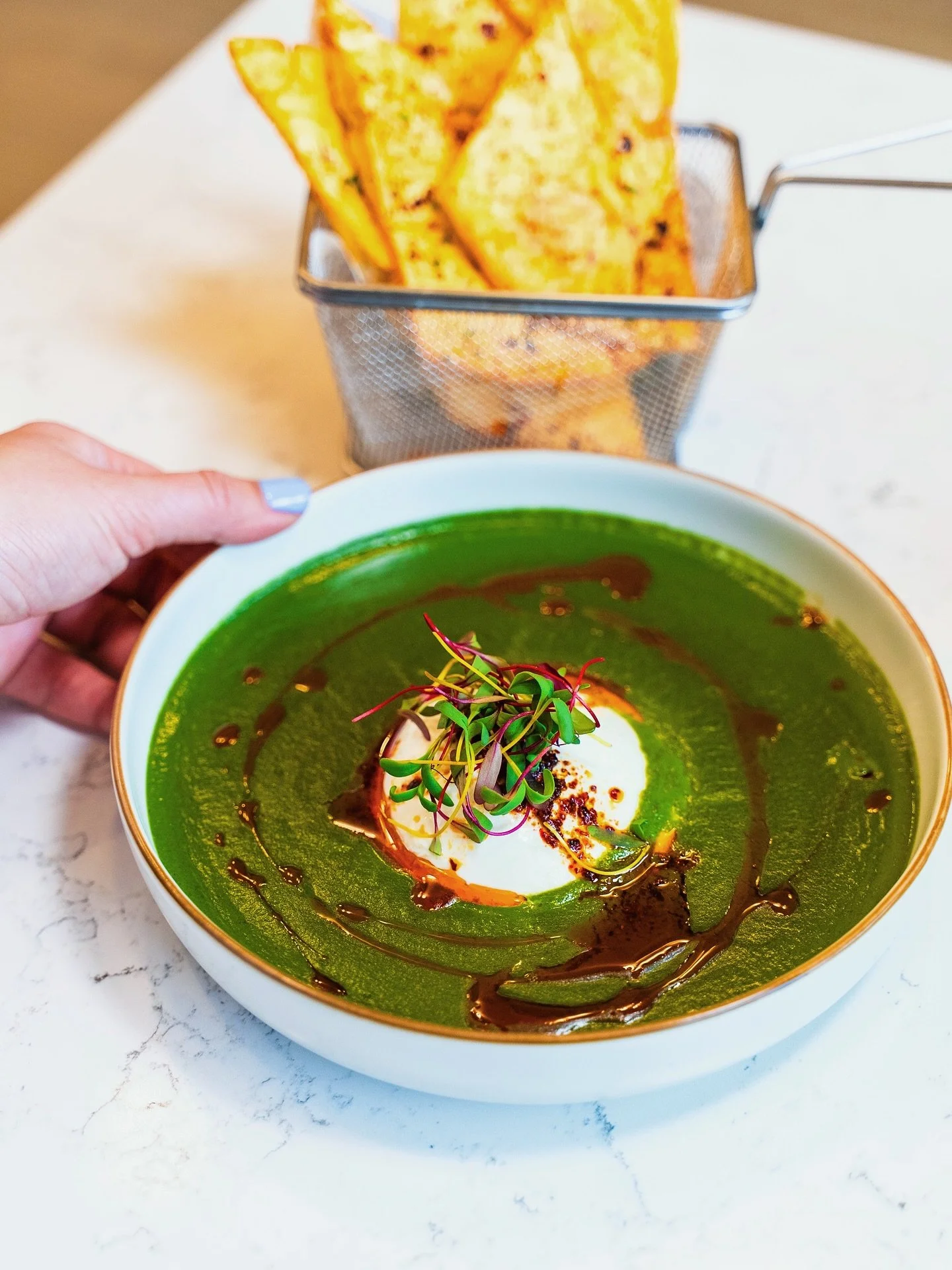 BRUNCH BURRATA

Who says burrata is just for dinner?! Not us! Our Spinach &amp; Burrata (V, *GS), is made with spinach, coconut gravy, garlic chili oil and a side of focaccia for ultimate dippability. You&rsquo;re going to be back for this one. 🤤

H