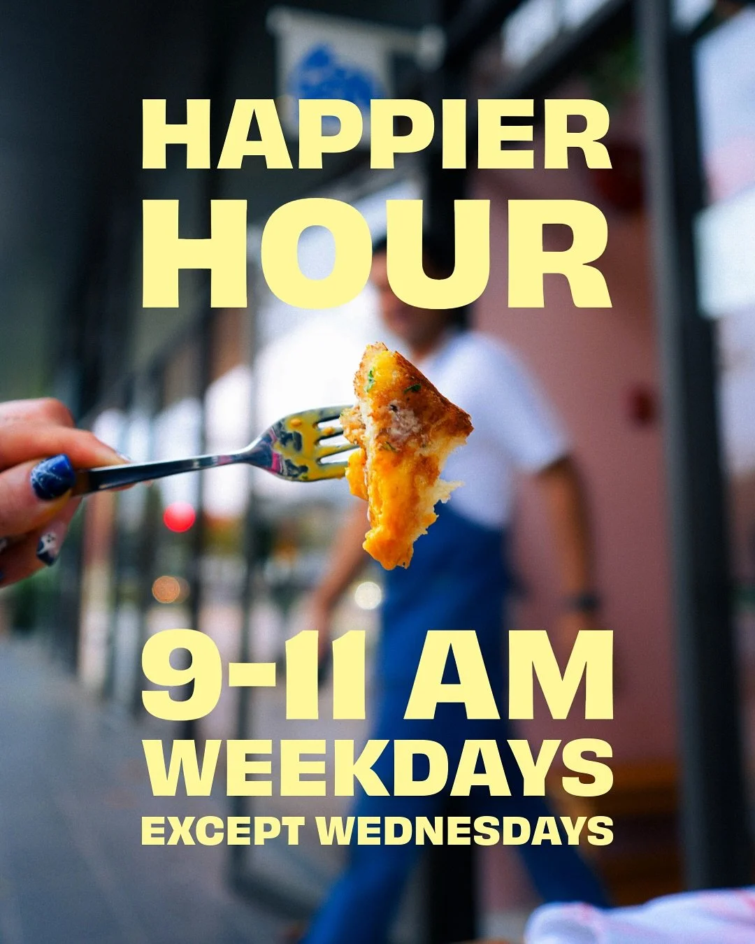 HAPPIER HOUR 😋

Weekdays from 9&ndash;11 AM (except Wednesdays), our Happier Menu is here to make your mornings &mdash; and your wallet &mdash; a little happier. 

Five Loam favourites, all under $11 and $2 off signature drinks. Breakfast win? Yup! 