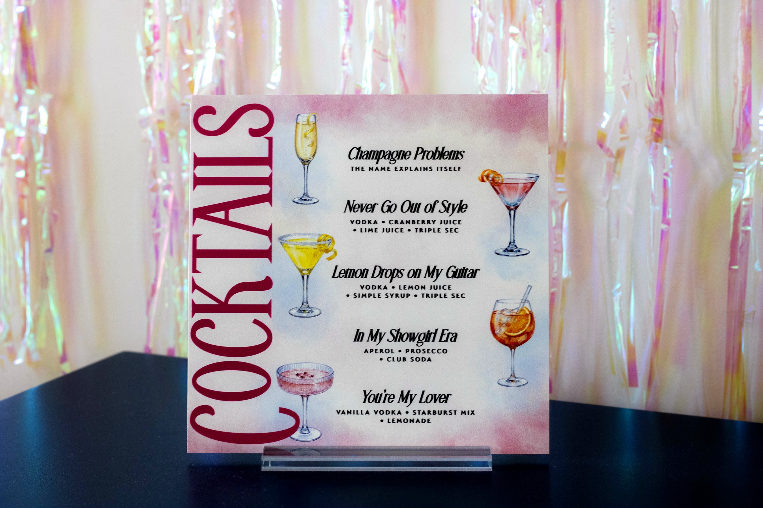 Taylor Swift Cocktail Menu