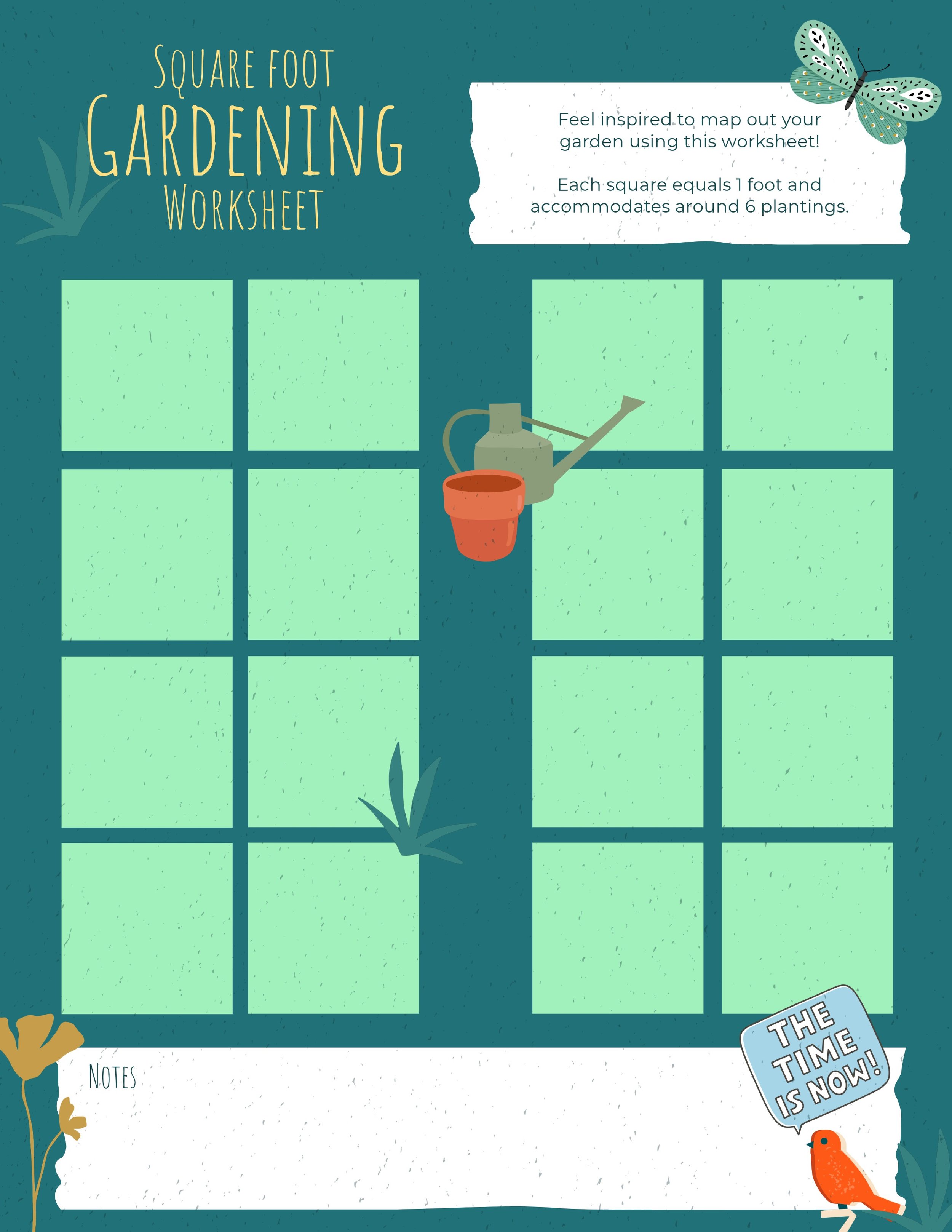 Square Foot Gardening Worksheet Printable