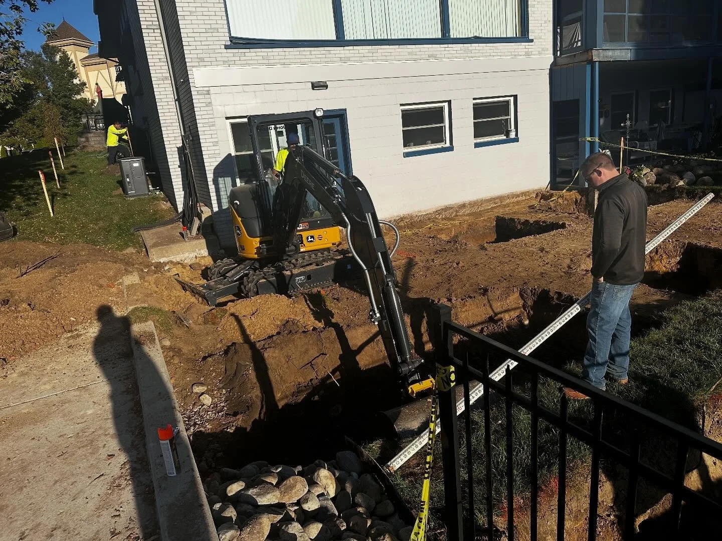 Visited four job sites before lunch!  Here we have footings being dug out for a new deck.