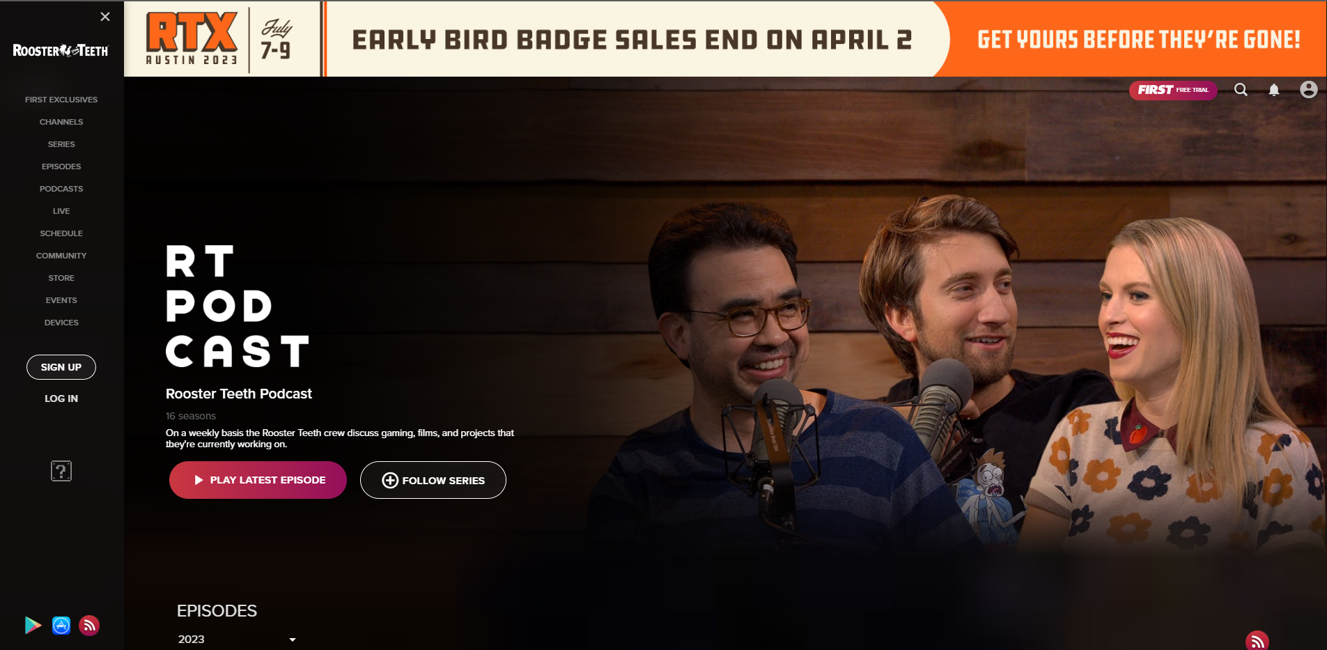RT Podcast landing page