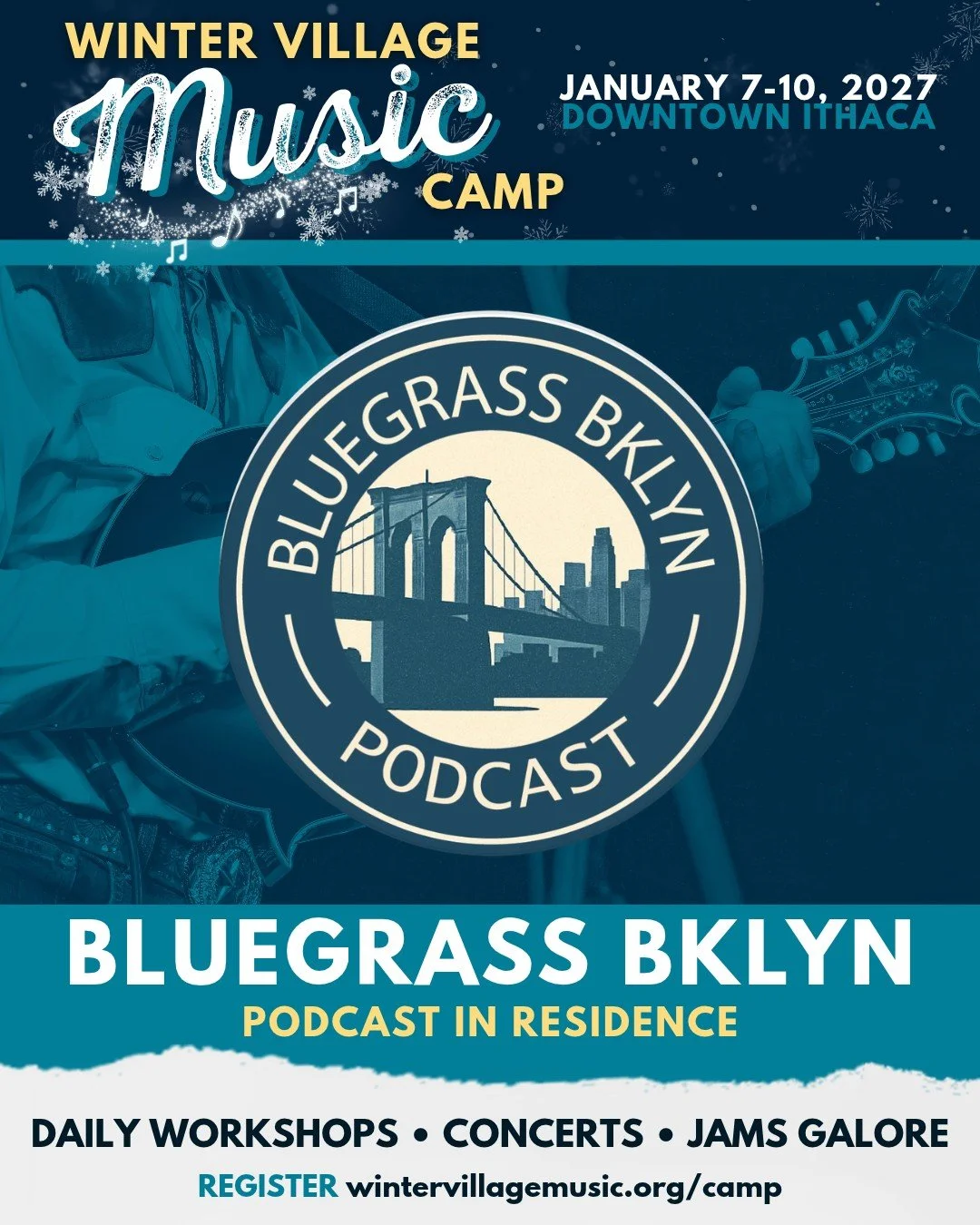 We are delighted to announce Winter Village Music Camp&rsquo;s inaugural Podcast In Residence, Bluegrass BKLYN. 

Liz Wolfe of Bluegrass BKLYN will be joining campers to experience all Winter Village Music Camp has to offer. Rick and Bethany met with