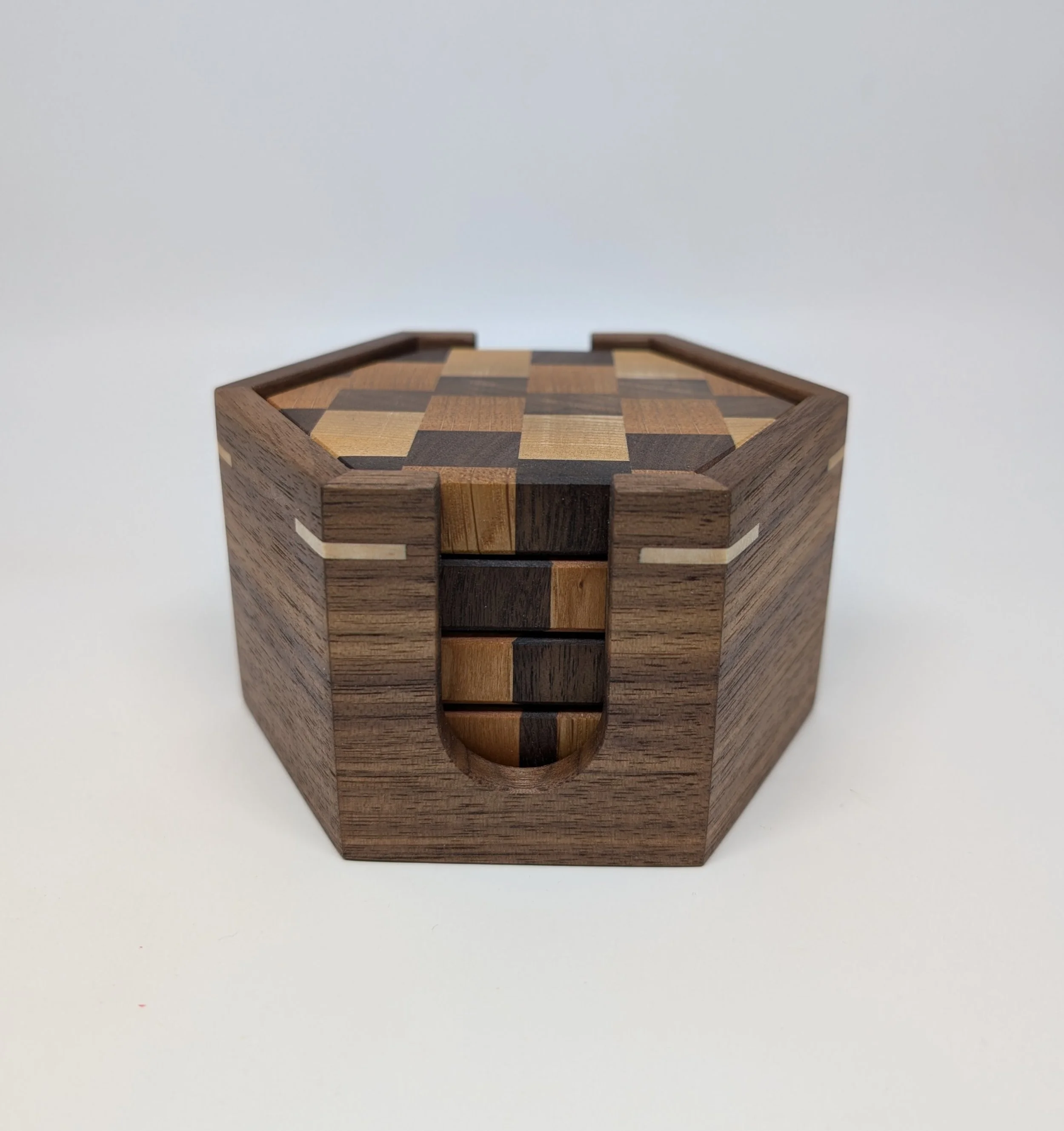 Set of four coasters and a holder