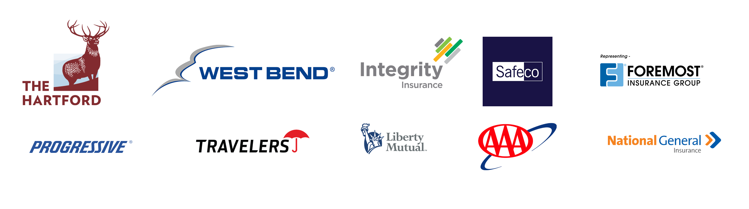 Insurance carrier partners: Progressive, West Bend, Safeco, The Hartford, Travelers and others