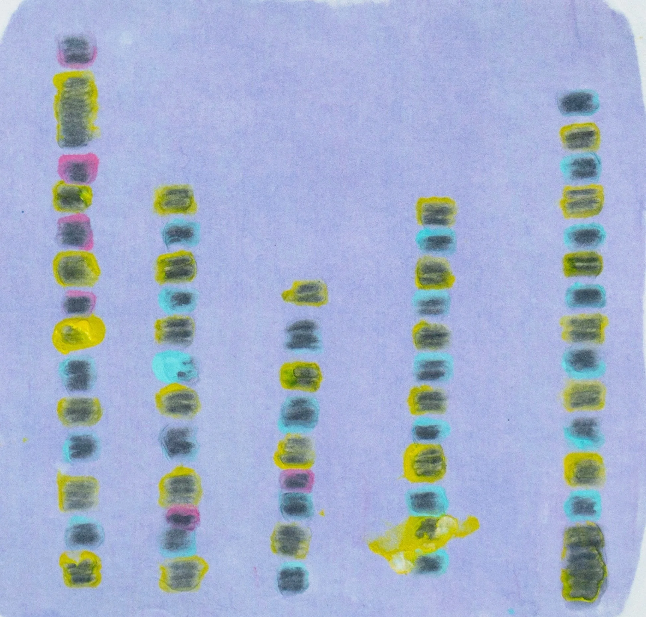 Spring rain, 2024, Korean mulberry paper, graphite, acrylic on canvas, 6 × 6 in.