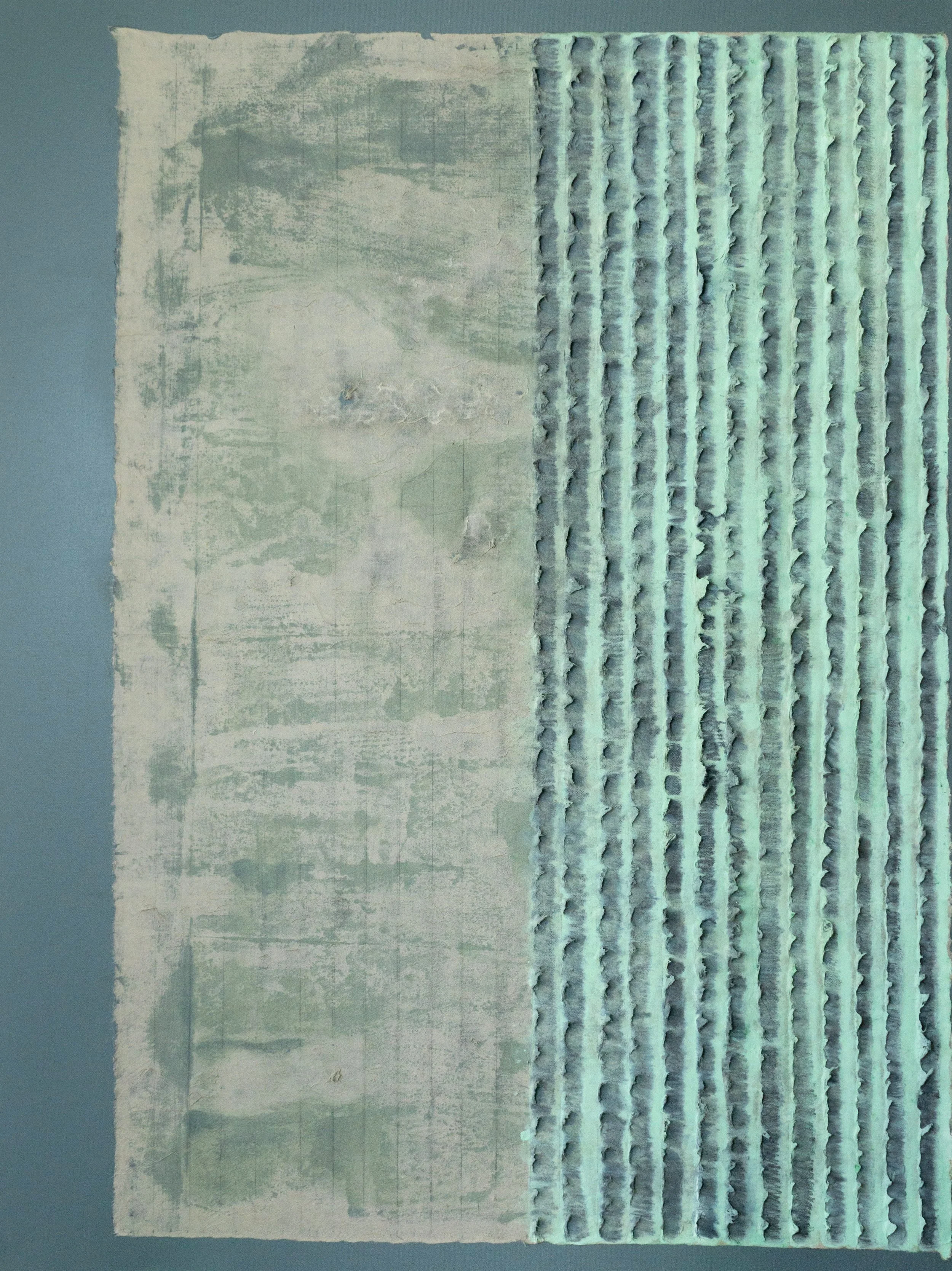 Inner Waves, 2024, Hanji, graphite, acrylic, 30 × 40 in