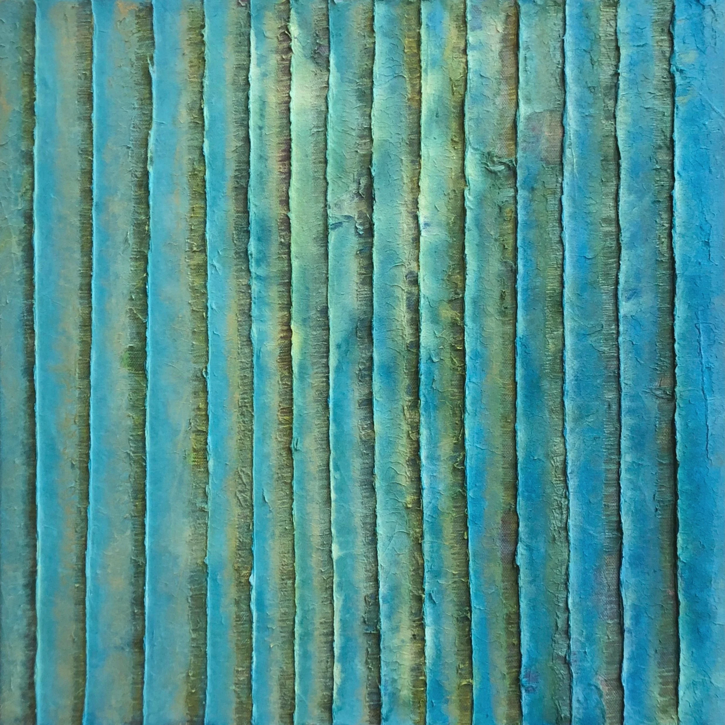 Komorebi I, 2024, Korean mulberry paper, graphite, acrylic on canvas, 18"x18" 