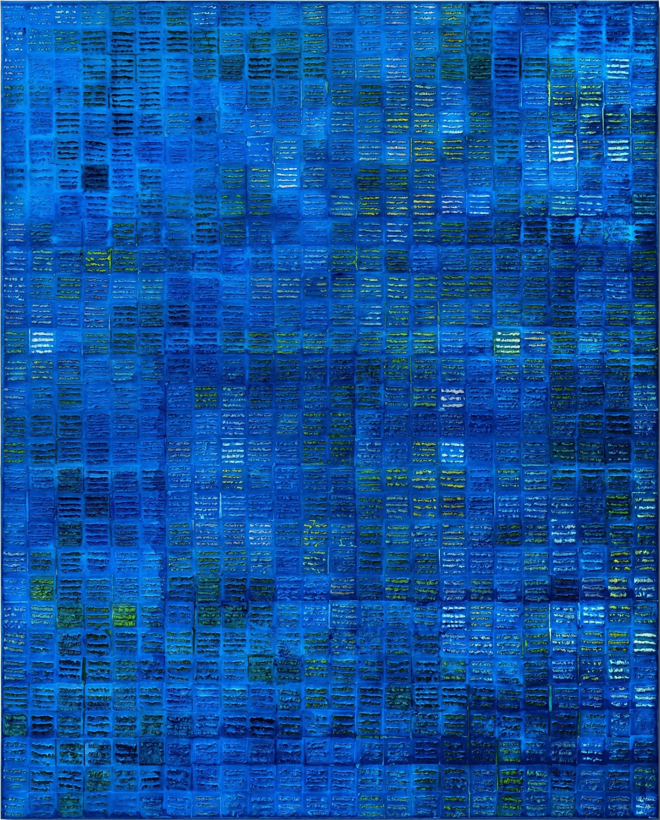 Ocean Dream, 2025, Korean mulberry paper, graphite, oil pastel, acrylic on canvas, 48"x60"  