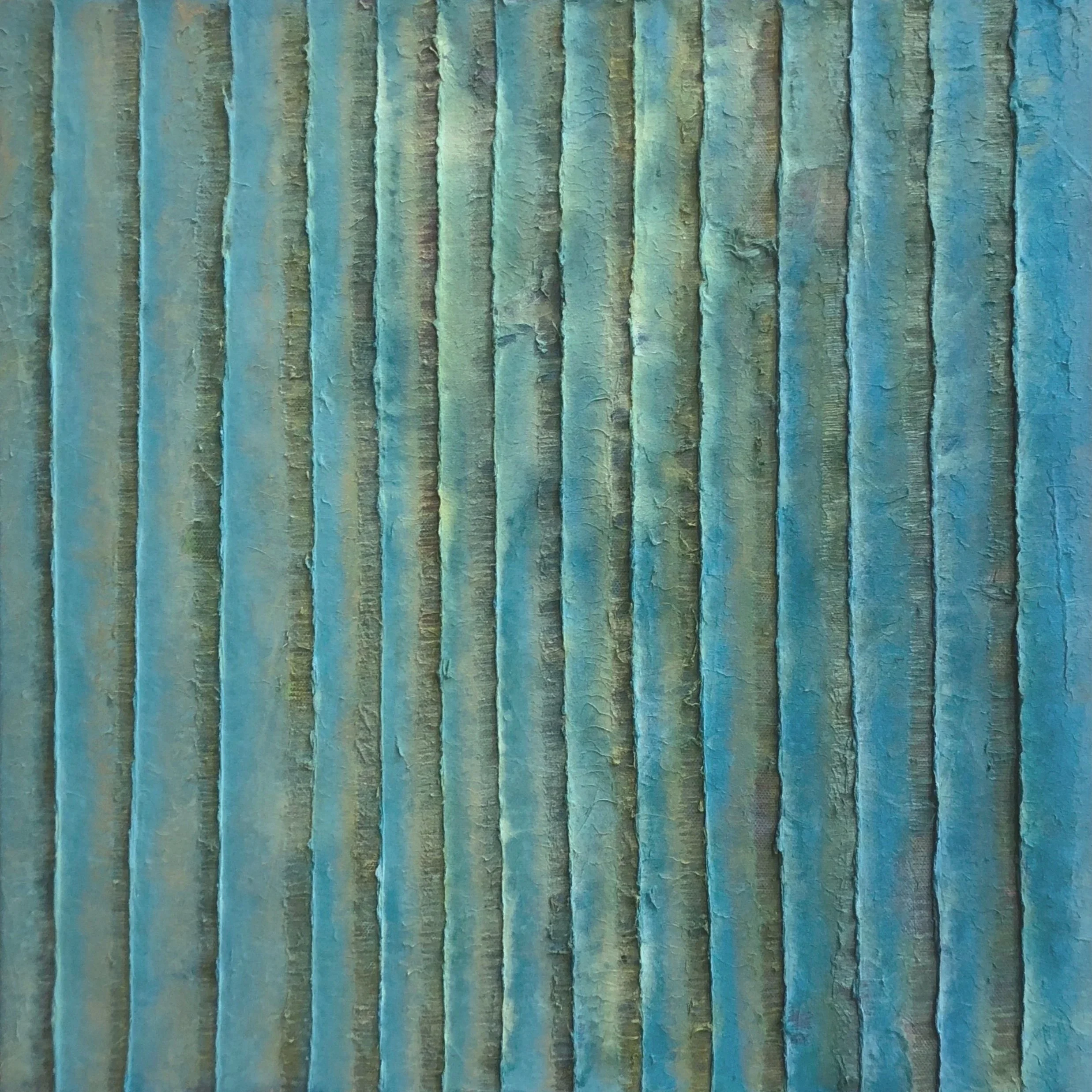 Komorebi I, 2024, Korean mulberry paper, graphite, acrylic on canvas, 18"x18" 