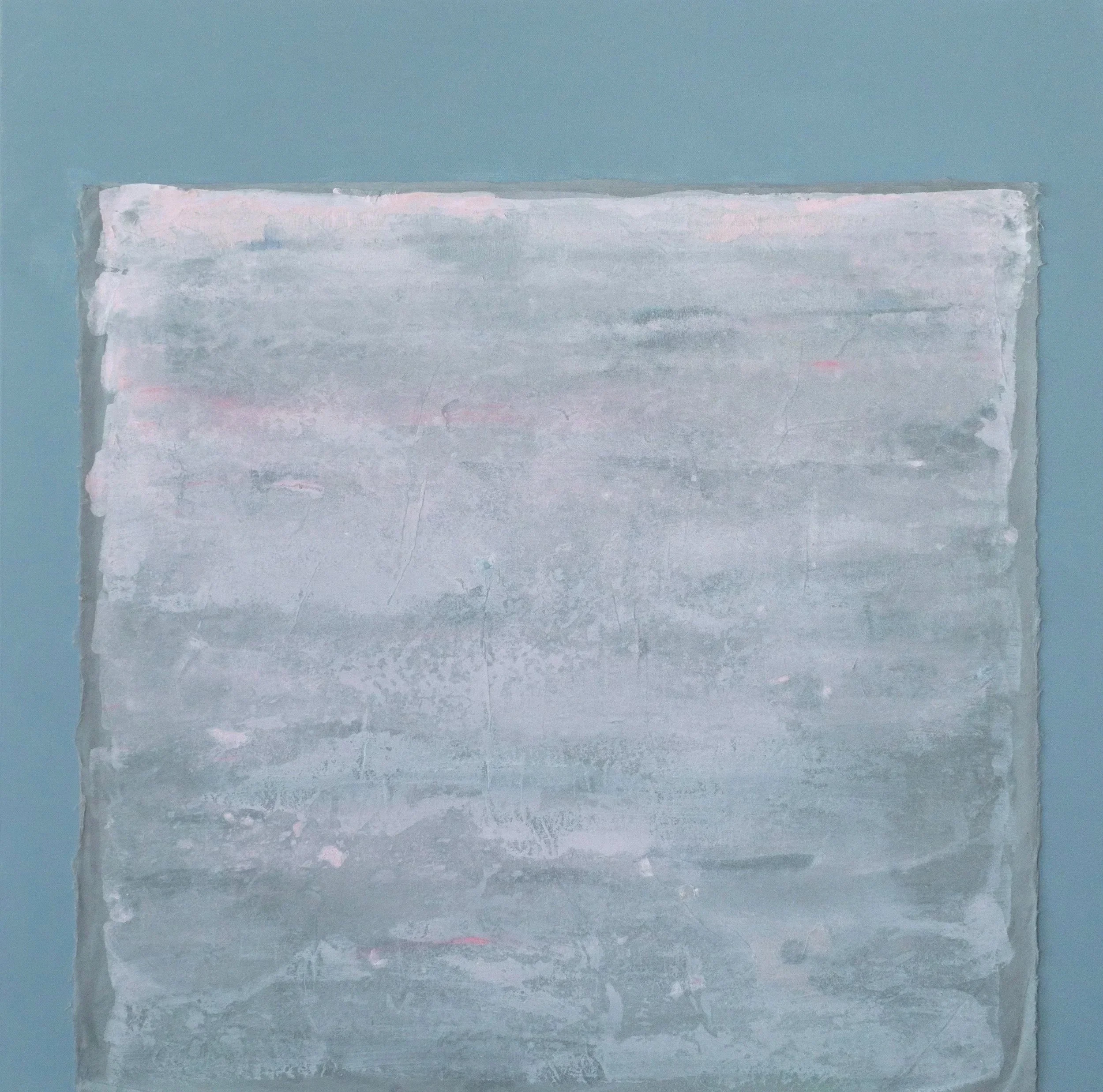 Oceanscape, 2024, Korean mulberry paper (Hanji), acrylic on canvas, 30" × 30"