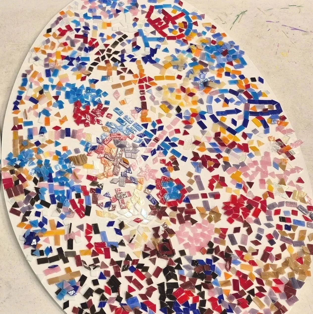 UNITY, 2026, glass mosaic tiles on wood panel, time-based community project, Irvine, CA